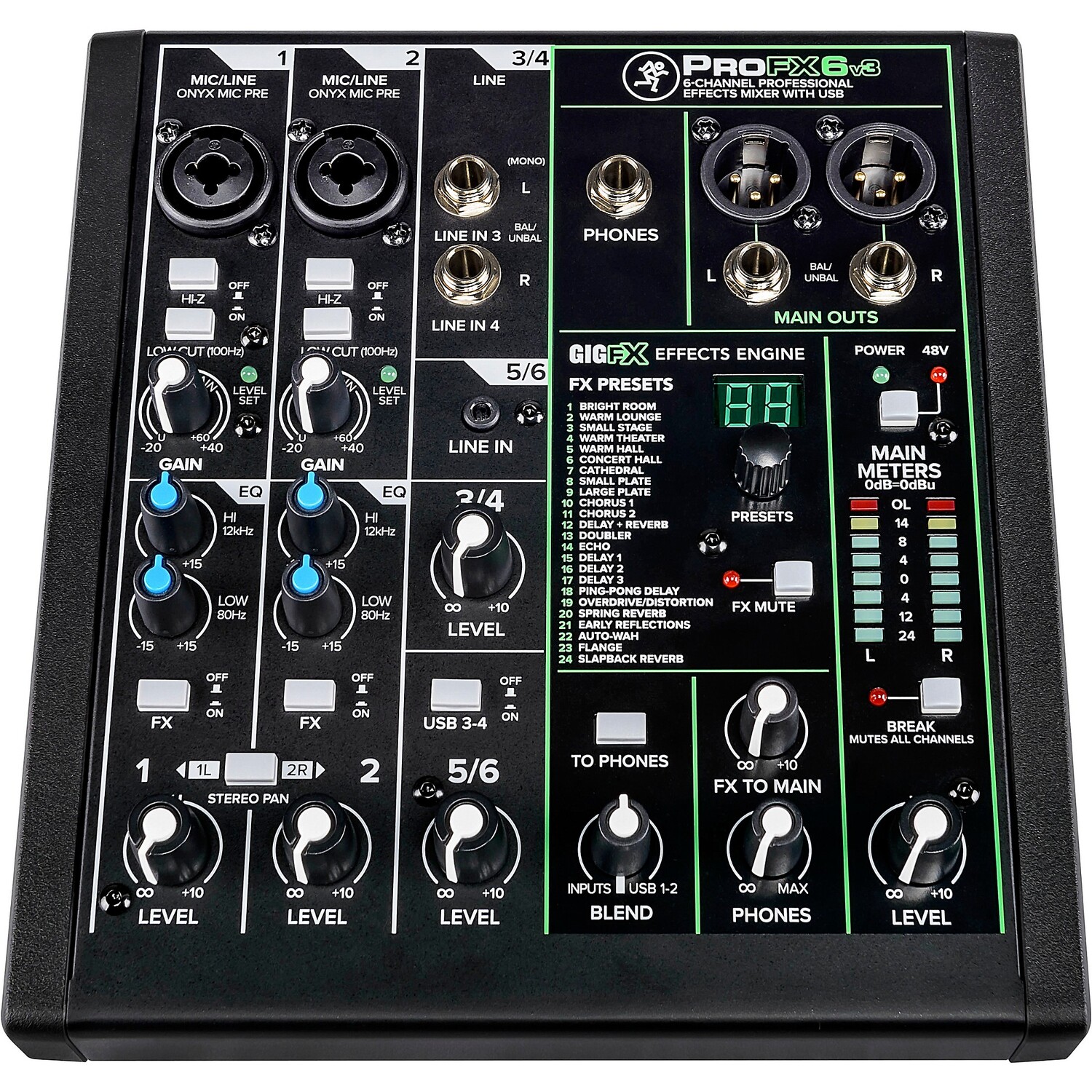 картинка Mackie ProFX6v3 6-канальный профессиональный микшер эффектов с USB от магазина Одежда+