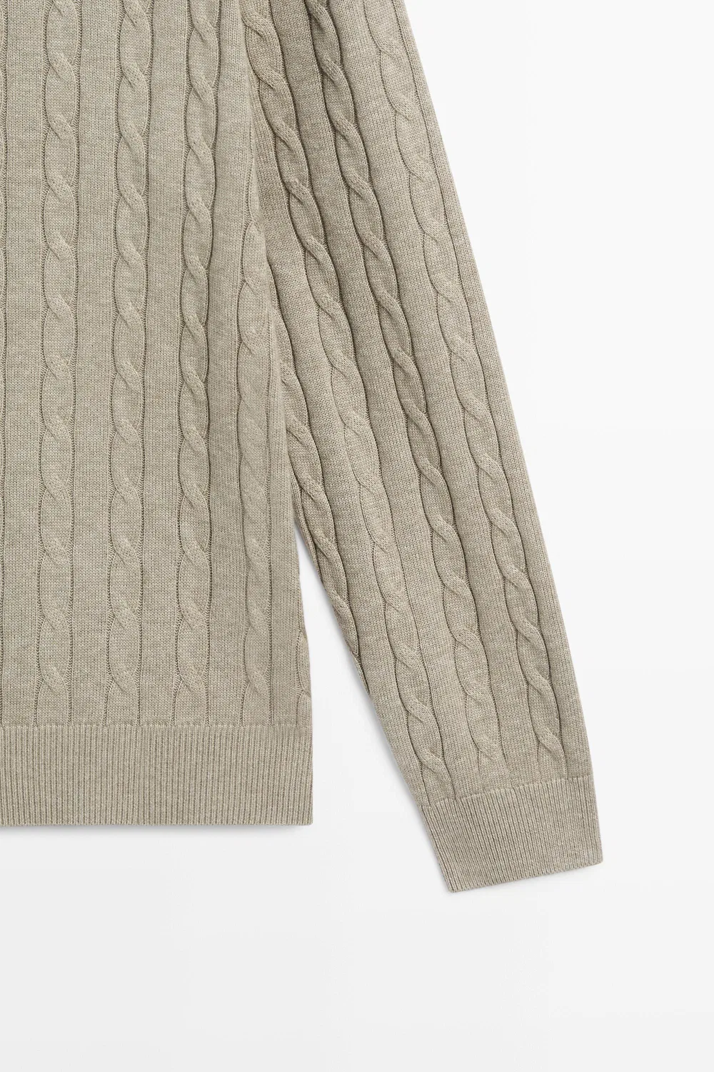 картинка Поло-свитер Massimo Dutti 100% Cotton Cable-knit, серовато-зеленый от магазина Одежда+