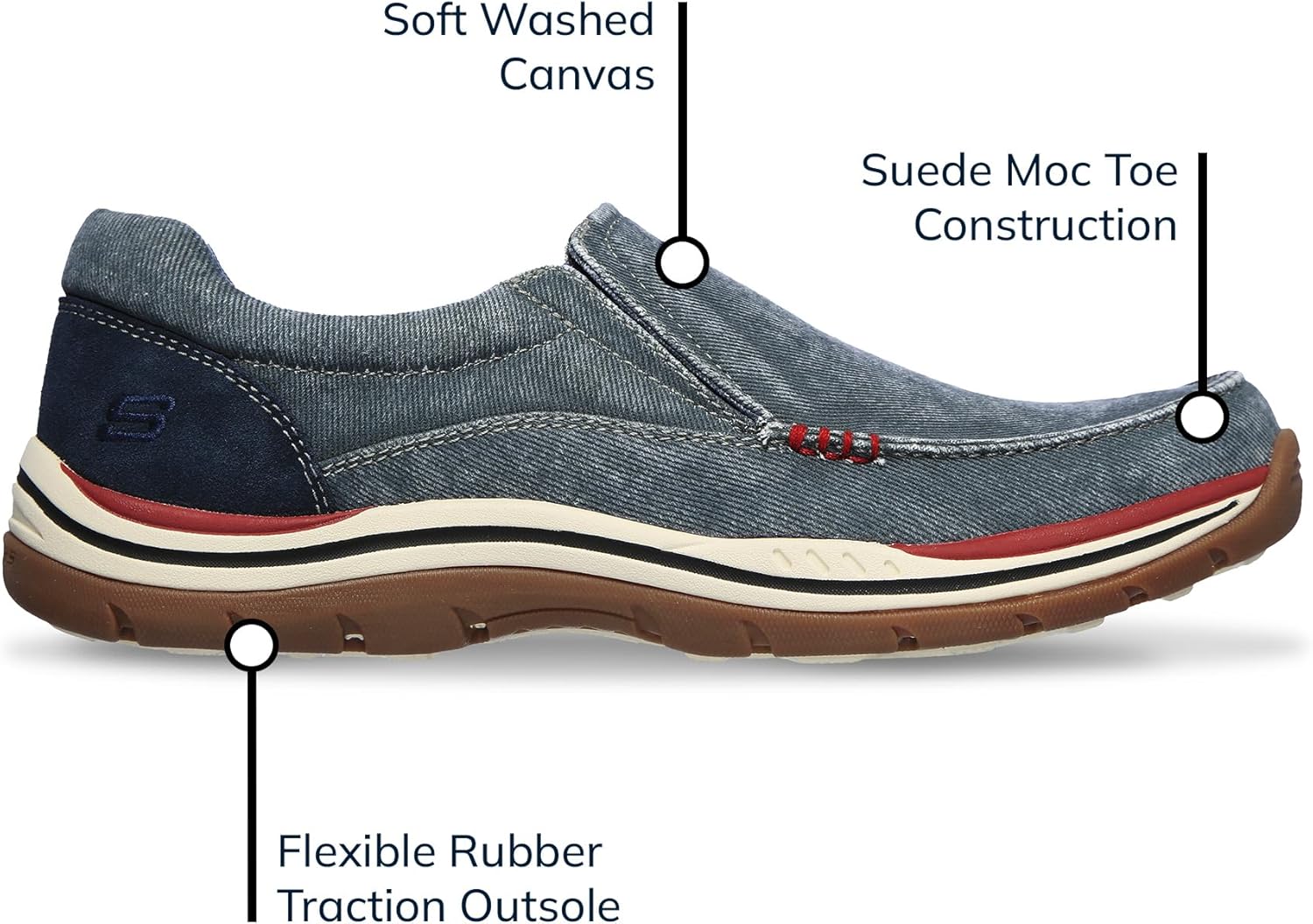 картинка Мужские слипоны Skechers Expected Avillo, темно-синие от магазина Одежда+