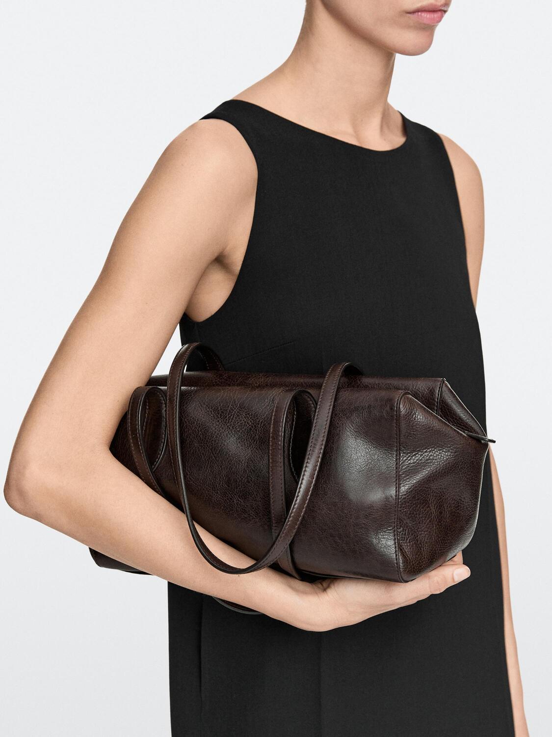 картинка Сумка Massimo Dutti Nappa Leather West Satchel, коричневый от магазина Одежда+