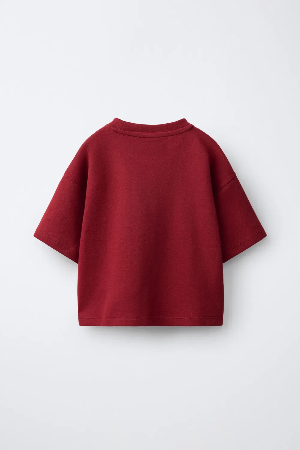картинка Однотонная футболка из трикотажа. ZARA, Red от магазина Одежда+