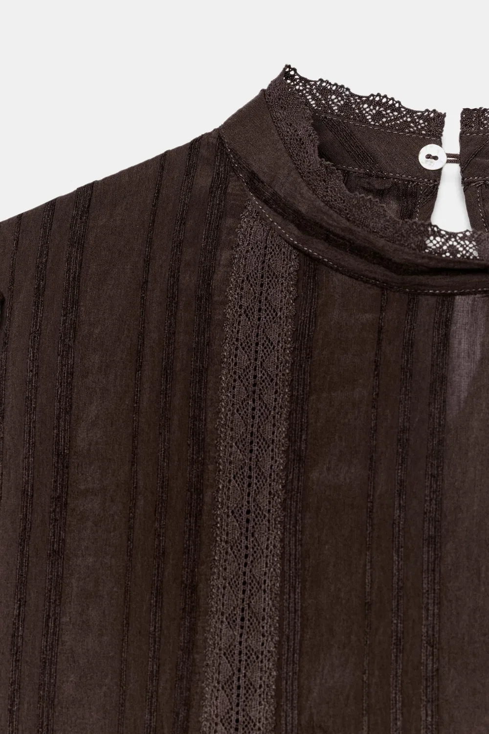 картинка Романтическая кружевная рубашка ZARA, Dark brown от магазина Одежда+
