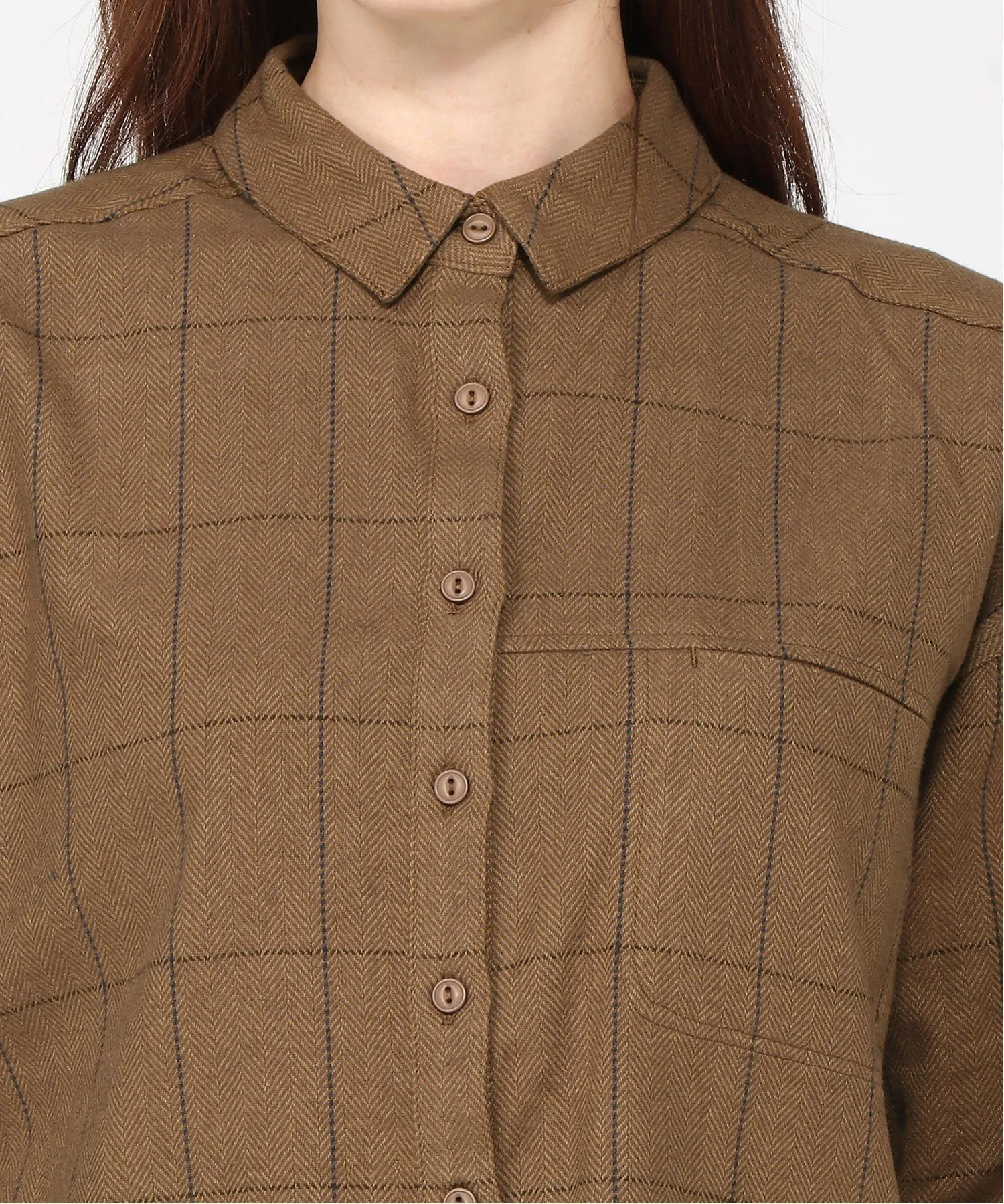 картинка Хлопковая рабочая рубашка-кимо широкого кроя Kermu, Brown check от магазина Одежда+