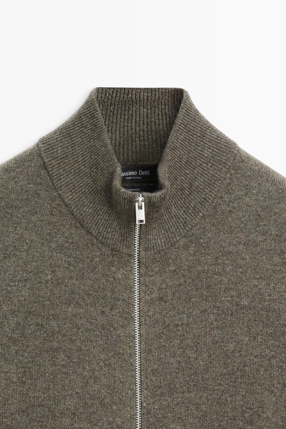 картинка Кардиган Massimo Dutti 100% Cashmere Zip-Up Knit, зеленоватый от магазина Одежда+
