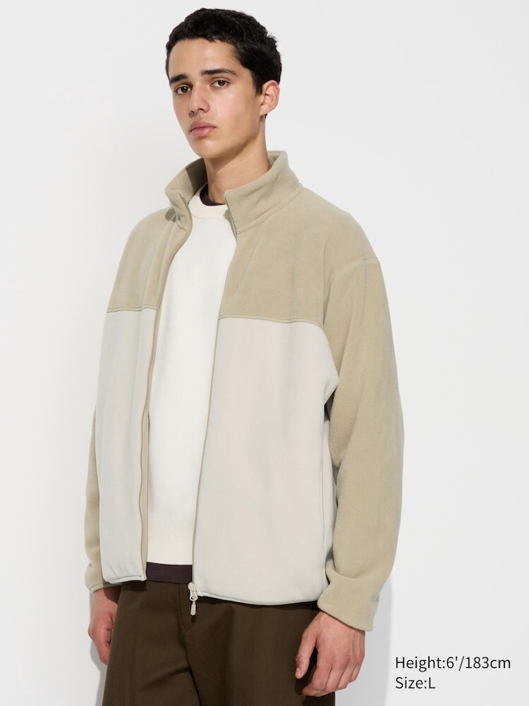 картинка Куртка Uniqlo Fleece Full-Zip (Colour Block), 31 бежевый от магазина Одежда+