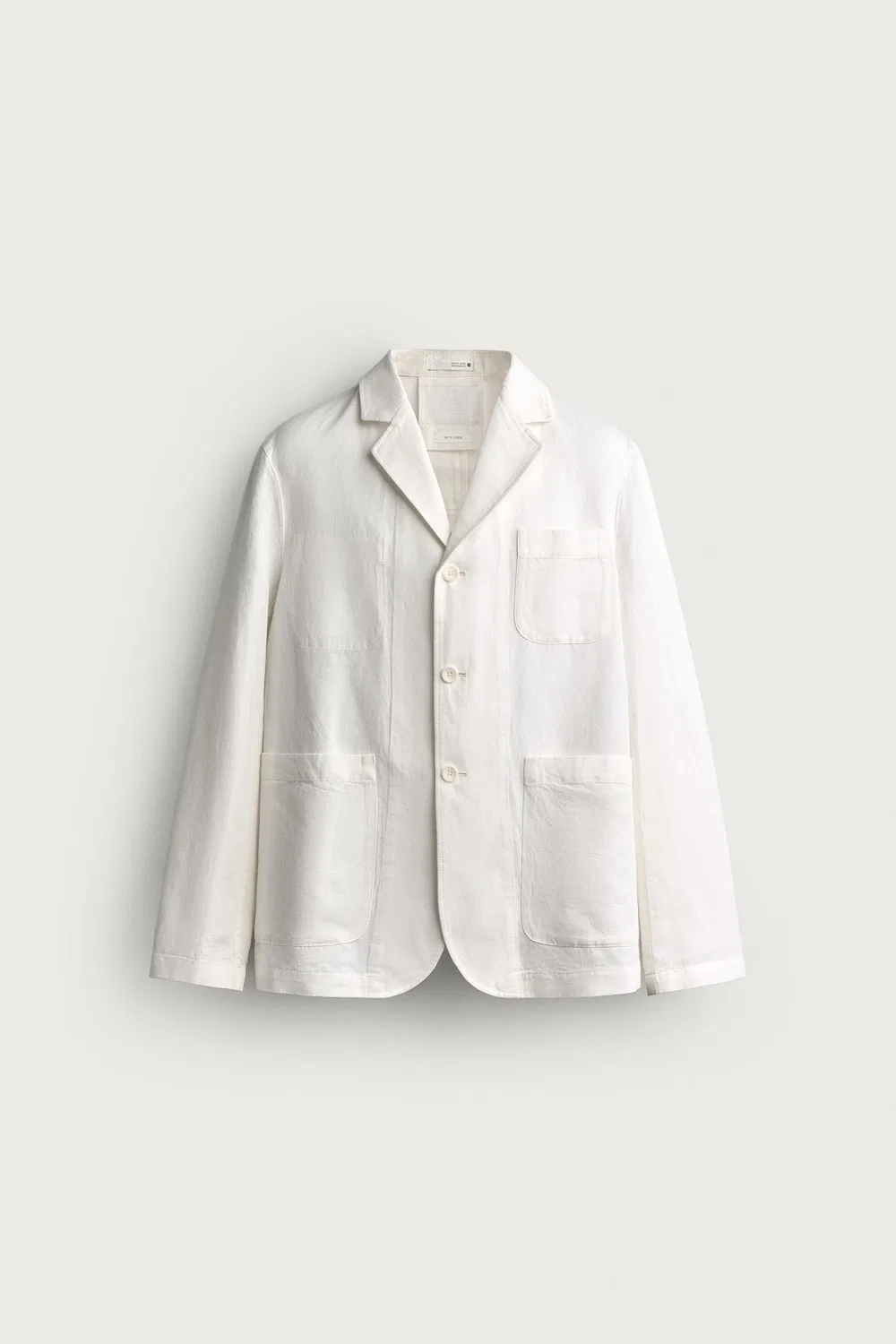 картинка Рубашка-куртка стандартного кроя с карманами ZARA, White от магазина Одежда+