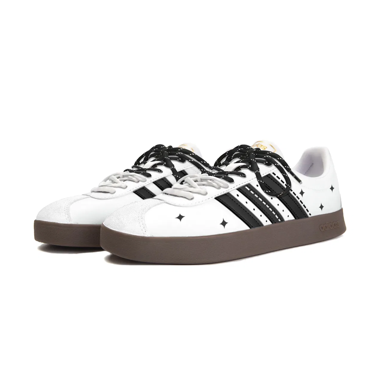 картинка Детские кроссовки-скейтборды с ручной росписью Adidas, Black White от магазина Одежда+