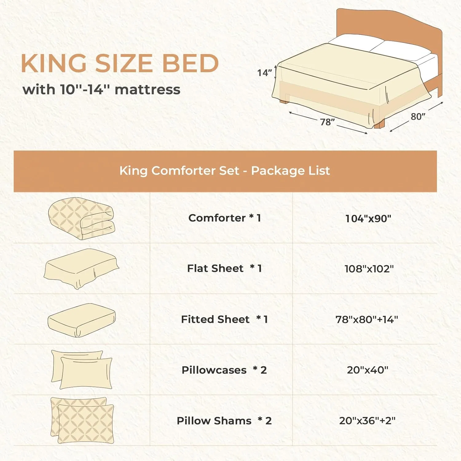 картинка Комплект постельного белья Sasttie 7 предметов, King, Beige от магазина Одежда+