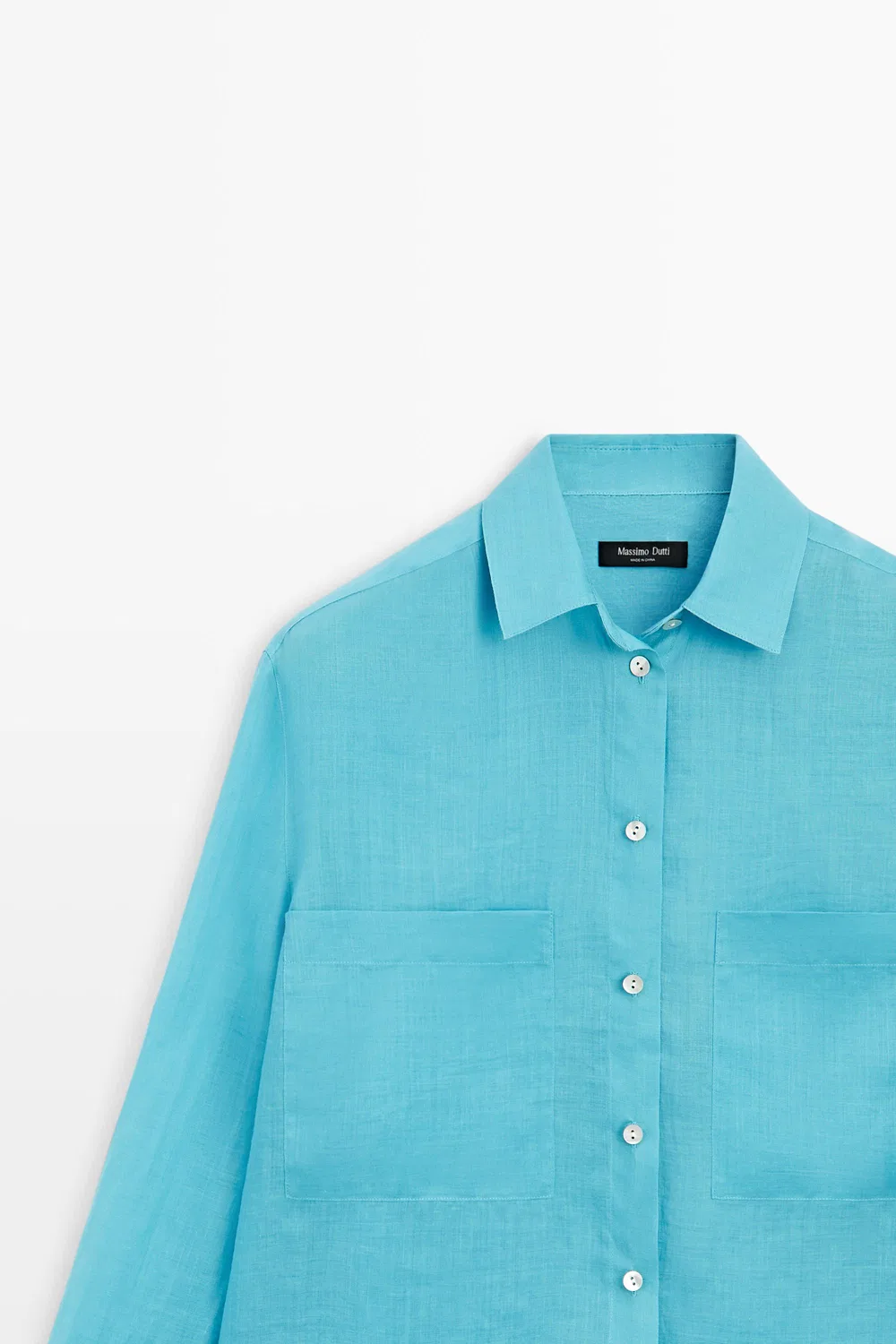 картинка Рубашка Massimo Dutti 100% Ramie Flowing Pocket, бирюзовый от магазина Одежда+