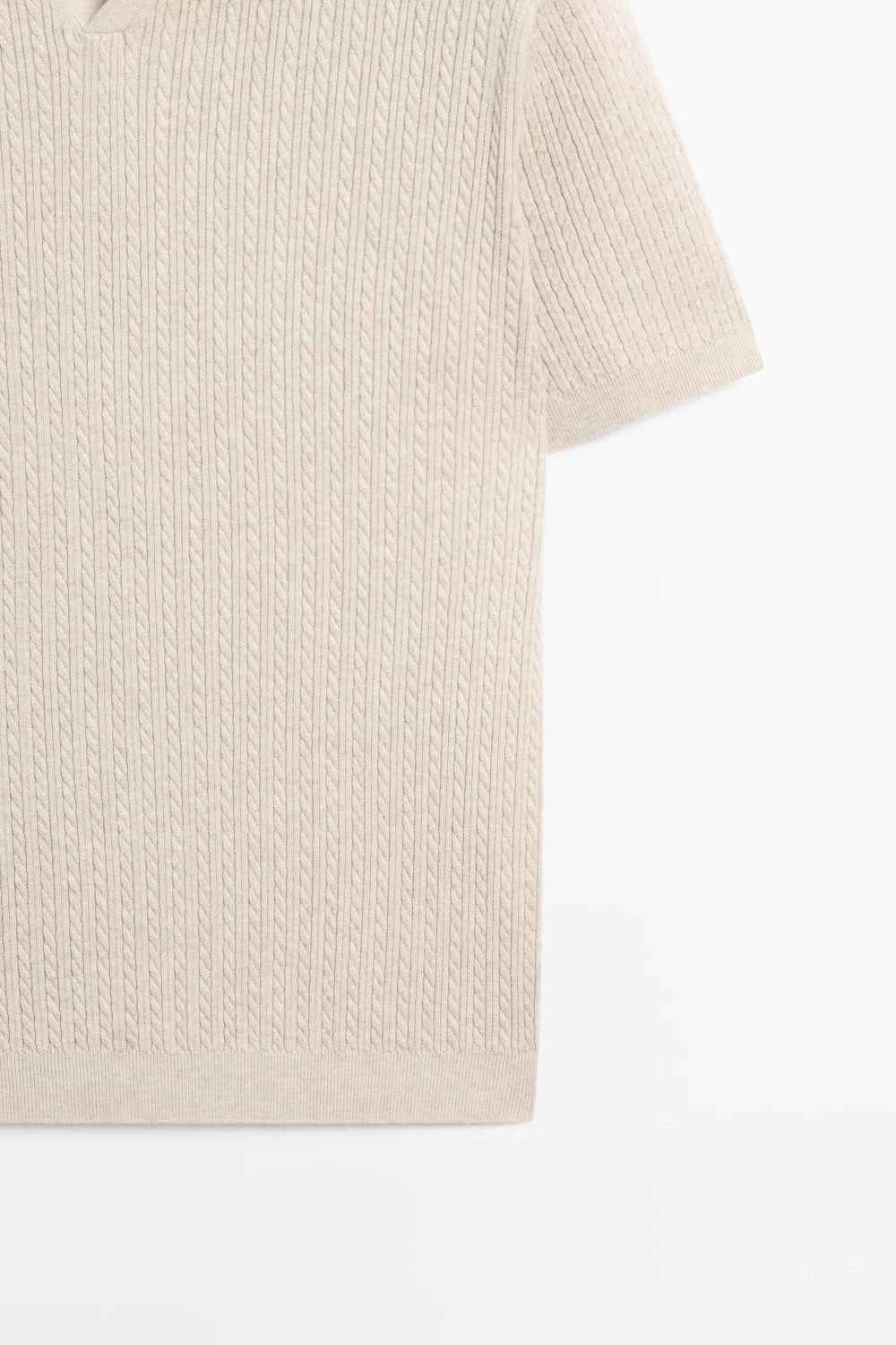 картинка Поло-свитер Massimo Dutti 100% Cotton Cable-knit, бежевый от магазина Одежда+