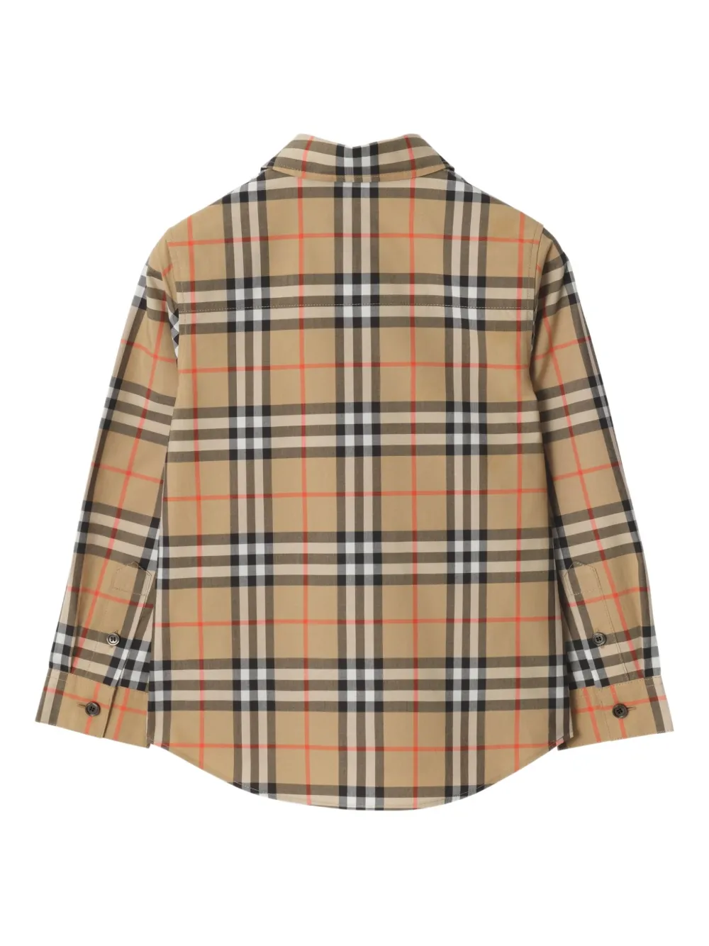 картинка Рубашка из хлопка в клетку Burberry Kids, бежевый от магазина Одежда+