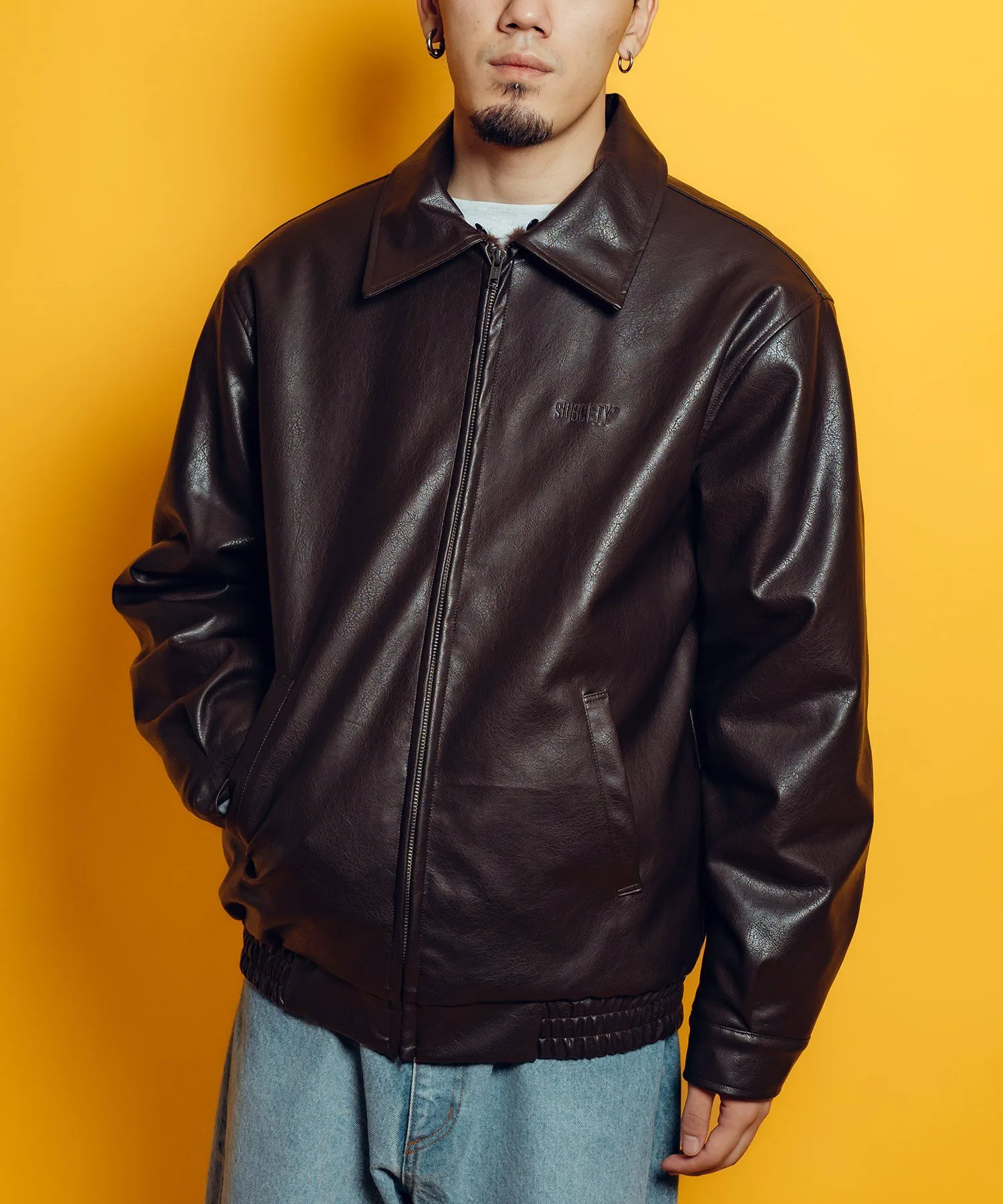 картинка Куртка из искусственной кожи с меховой подкладкой Subciety, Brown от магазина Одежда+