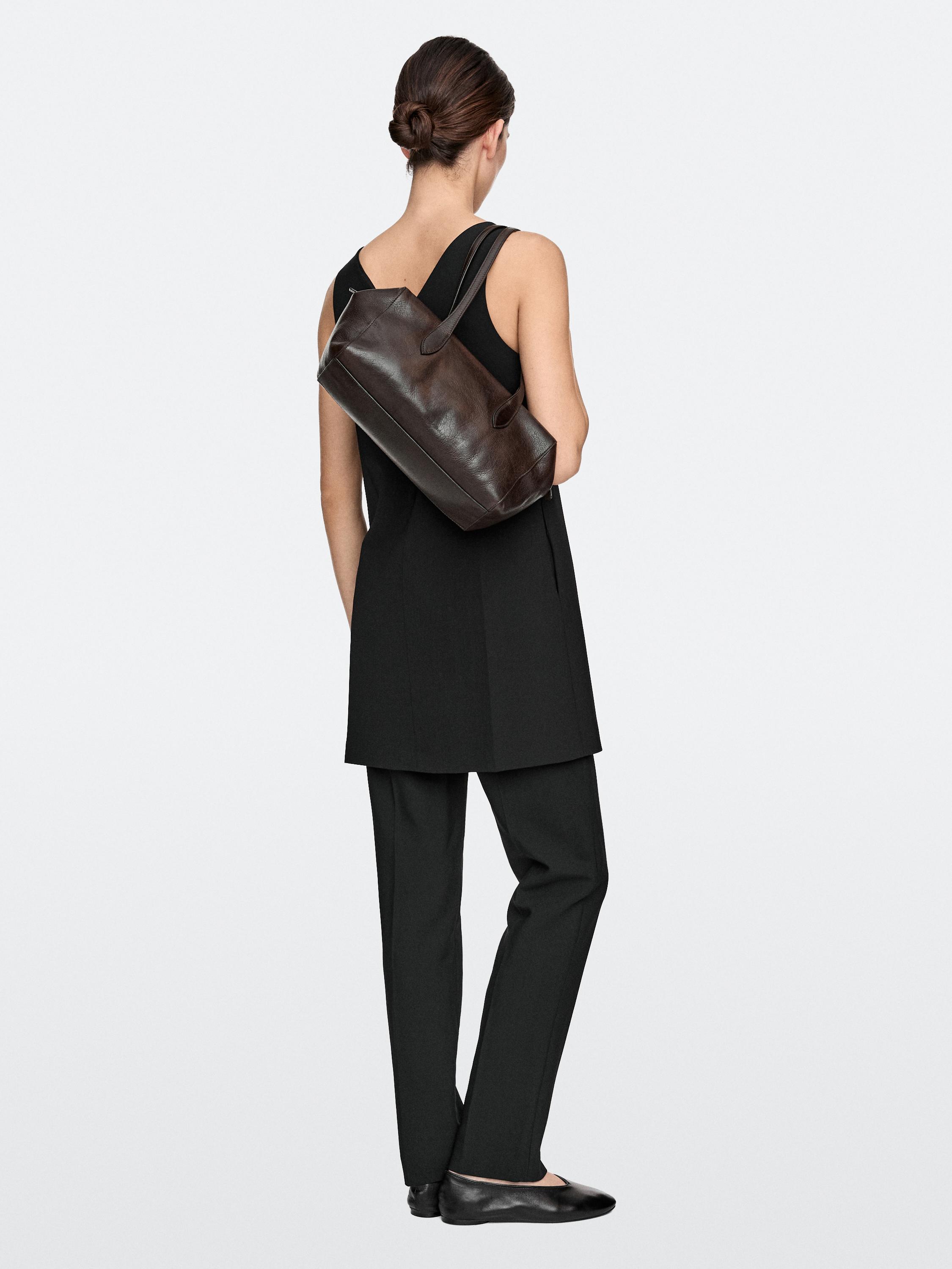 картинка Сумка Massimo Dutti Nappa Leather West Satchel, коричневый от магазина Одежда+