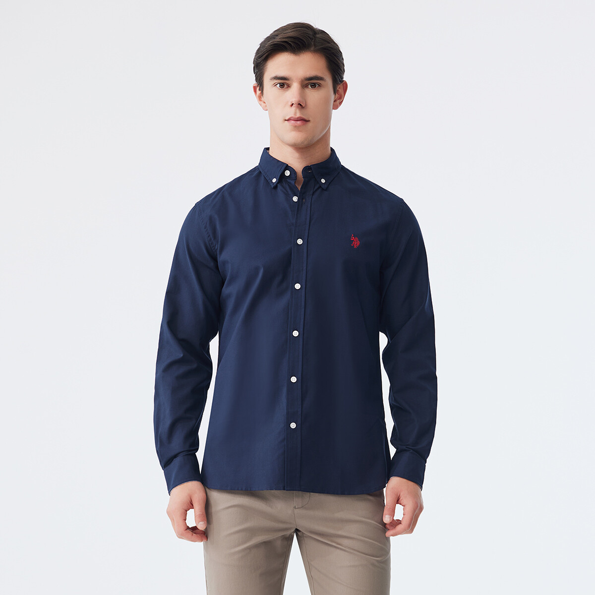 картинка Мужская рубашка U.S. Polo Assn., темно-синяя от магазина Одежда+
