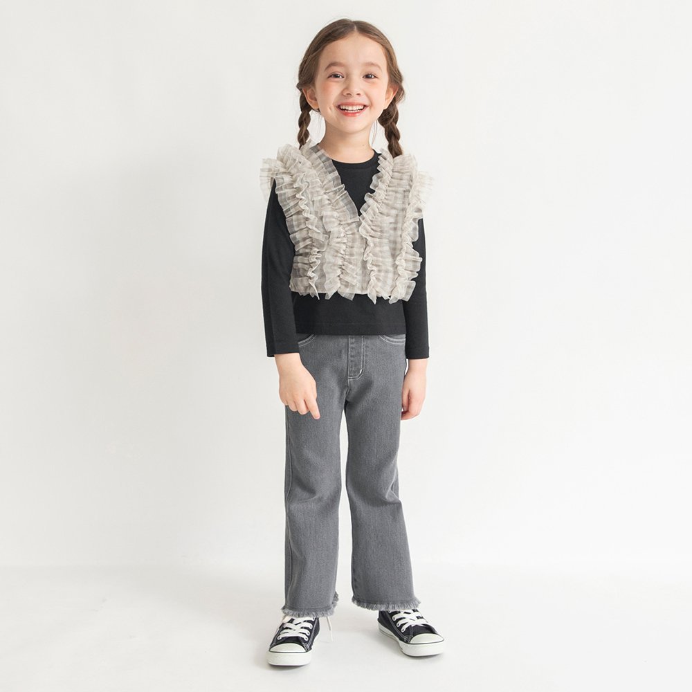 картинка Расклешенные джинсы с бахромой по низу Branshes, Charcoal Gray от магазина Одежда+