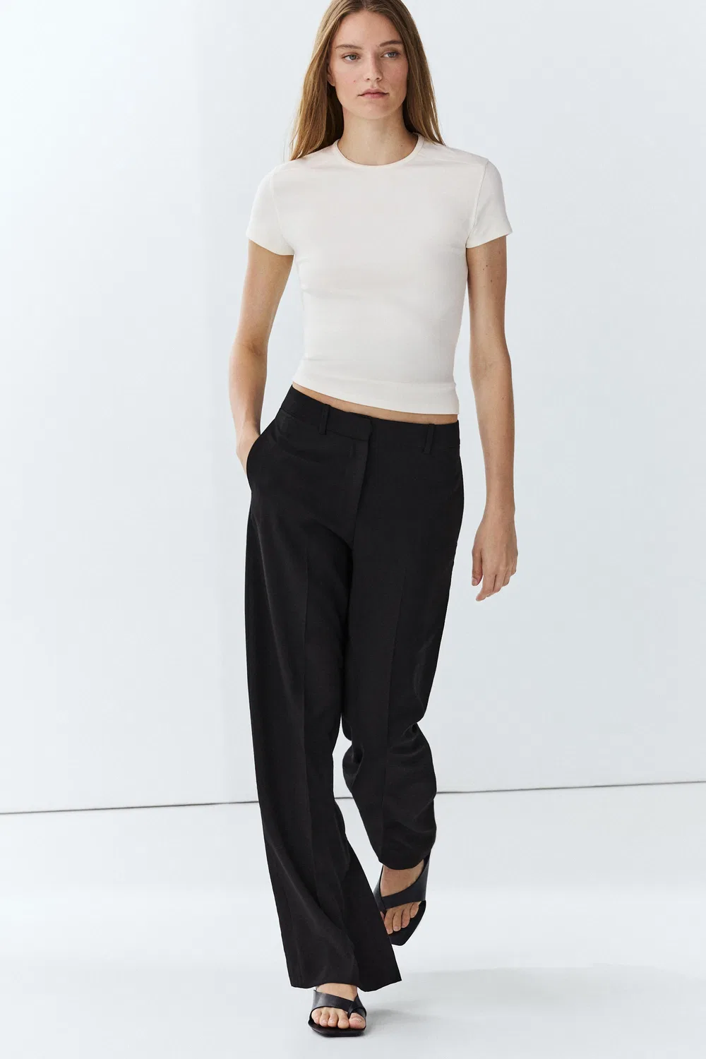 картинка Брюки Massimo Dutti Flowing Straight-Leg, черный от магазина Одежда+