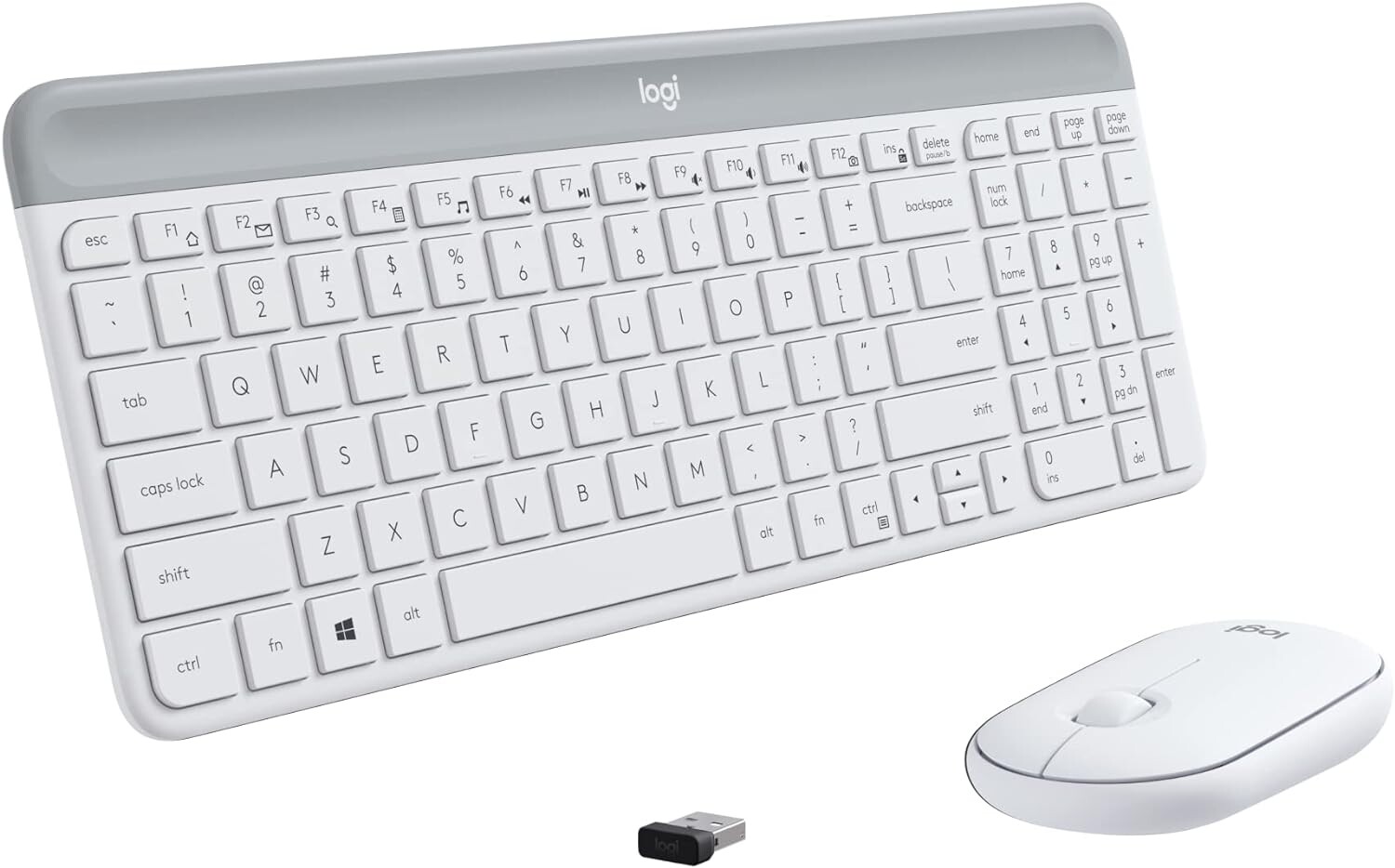 картинка Беспроводная клавиатура Logitech MK470 Slim, plus mouse, белый, английская раскладка от магазина Одежда+