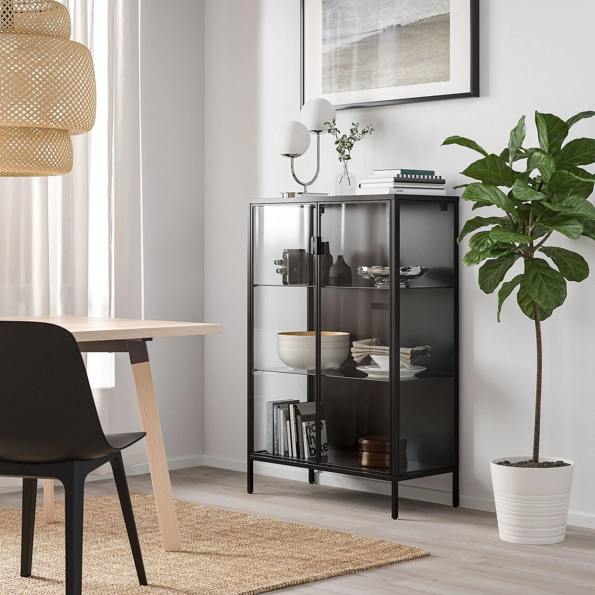 картинка Шкаф-витрина, антрацит, 80x37x120 см, RUDSTA IKEA от магазина Одежда+