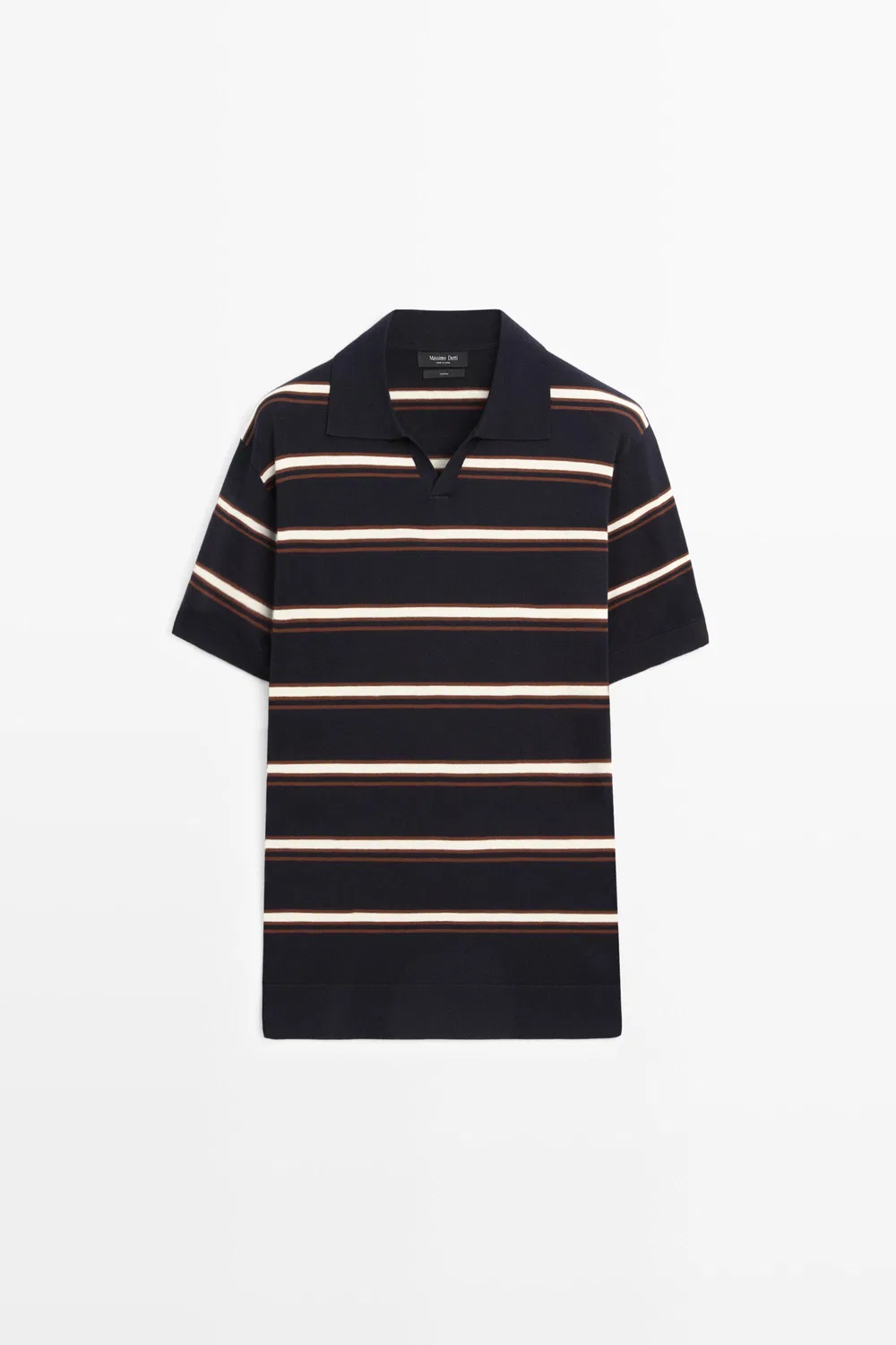 картинка Поло Massimo Dutti Striped V-Neck Knit Shirt, темно-синий от магазина Одежда+