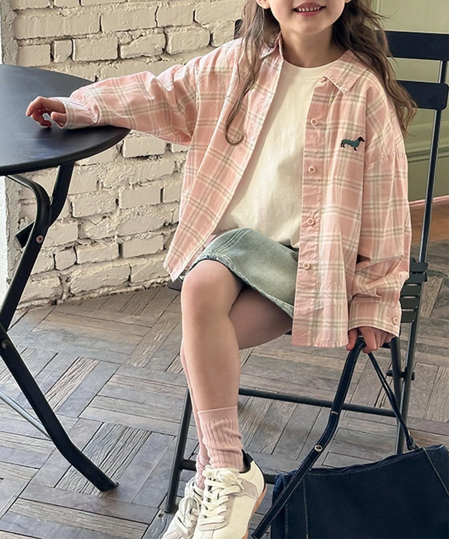 картинка Рубашка в свободную клетку Aimoha Kids, pink от магазина Одежда+