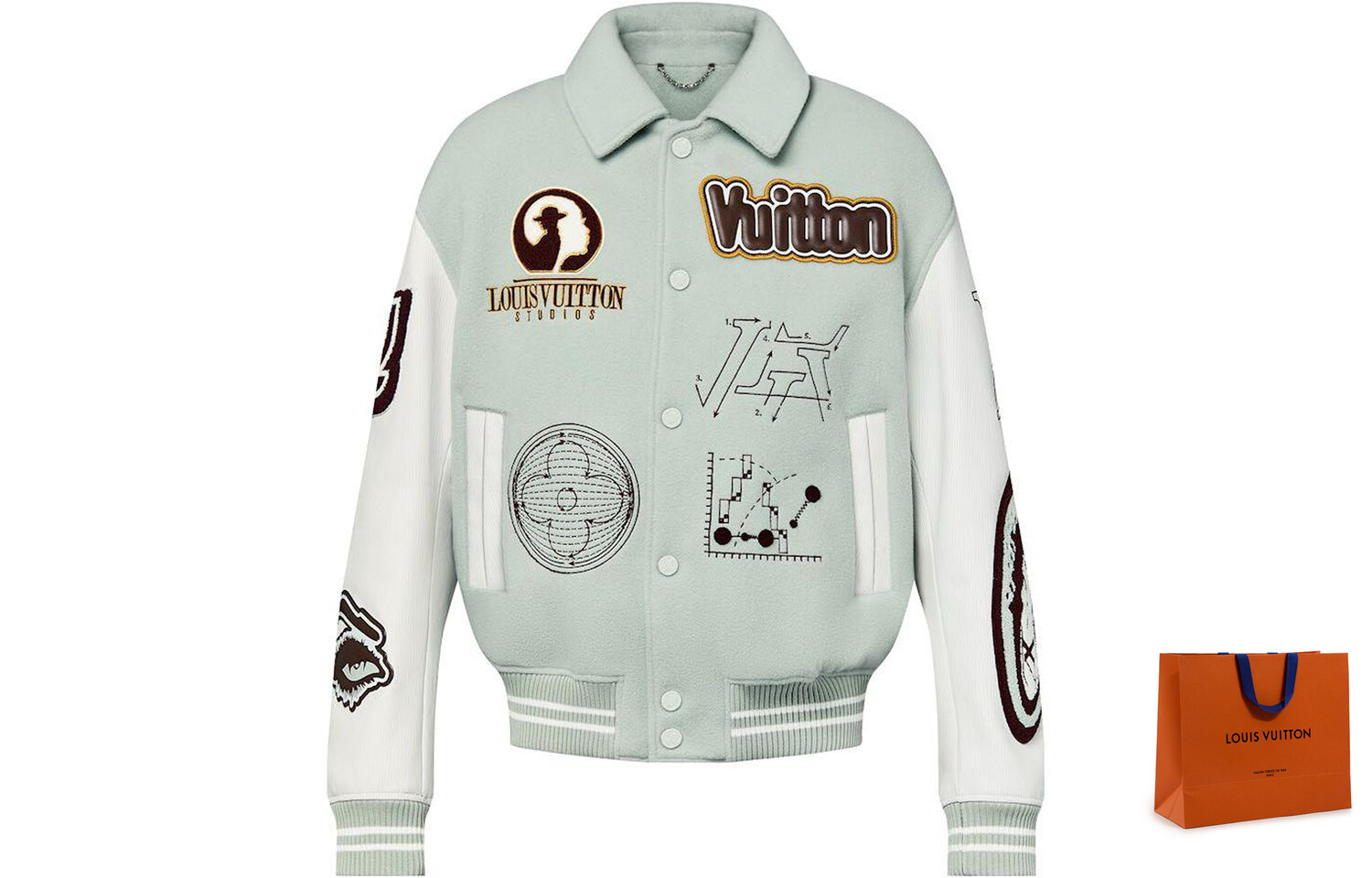 картинка Куртка Louis Vuitton Varsity Leather Blouson, светло-зеленый от магазина Одежда+