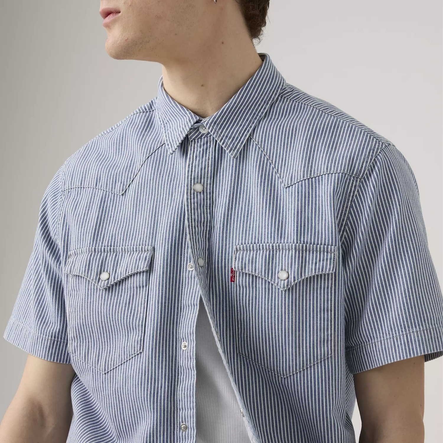 картинка Мужская рубашка Levi's Short Sleeve Classic Western, синий от магазина Одежда+