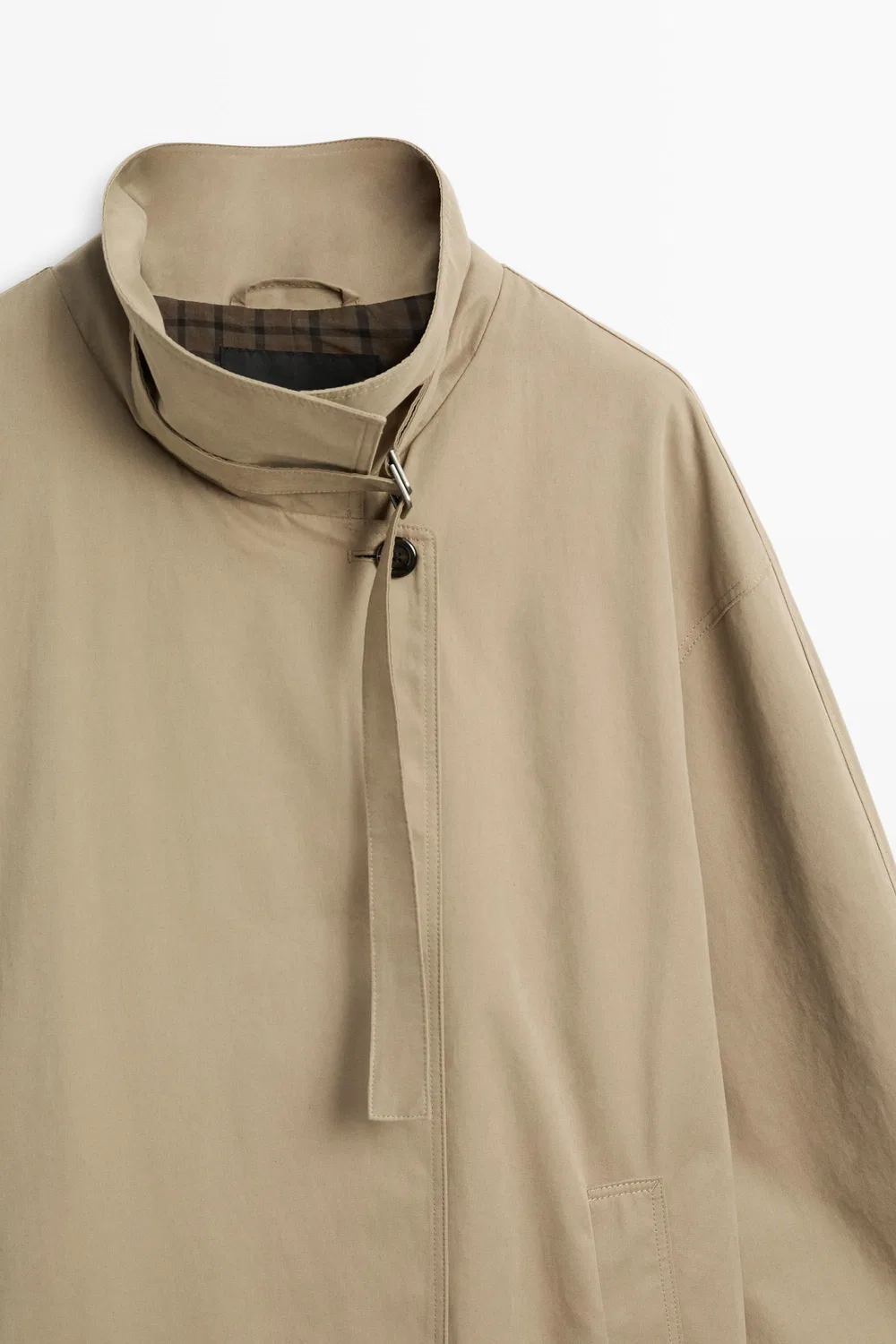картинка Длинный тренч Massimo Dutti Coat With Buckle Detail, бежевый от магазина Одежда+