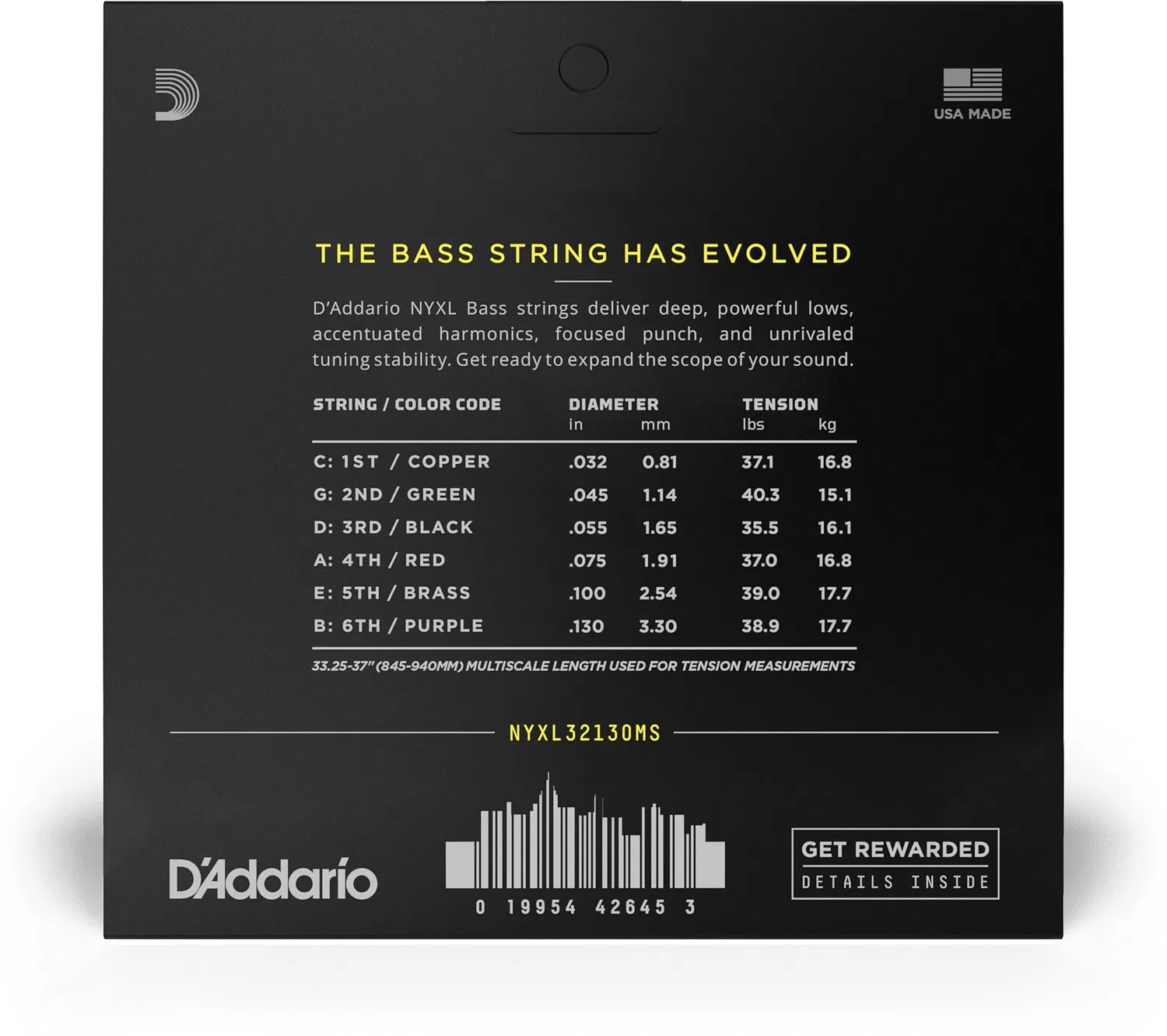 картинка 6-струнные струны для электробаса D'Addario Multiscale от магазина Одежда+