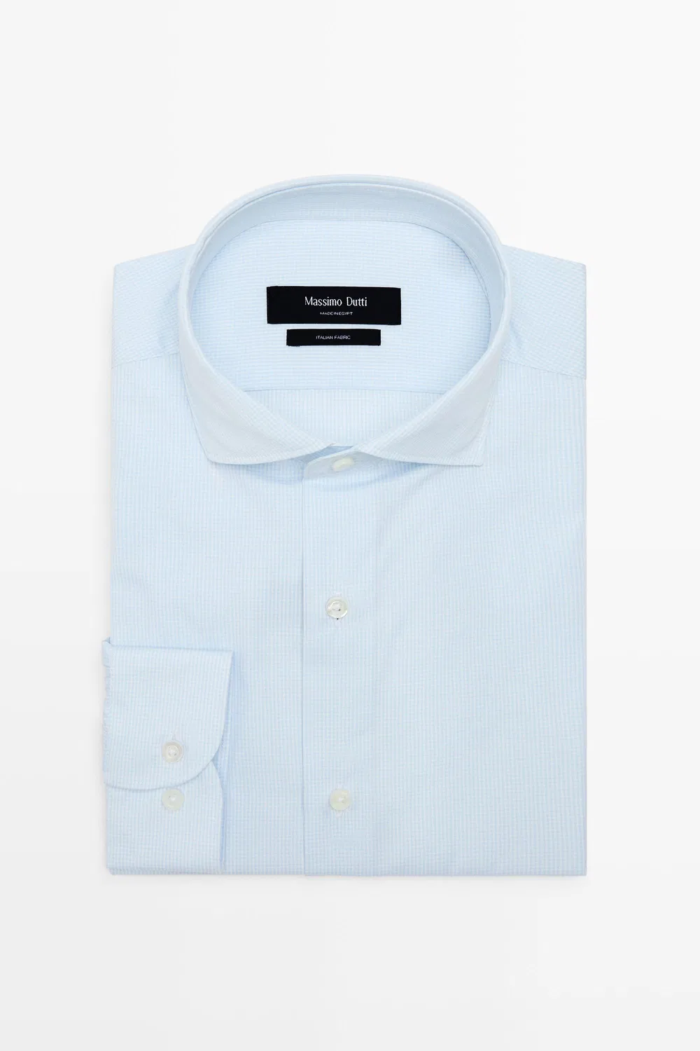 картинка Рубашка Massimo Dutti Slim Fit Gingham, небесно-голубой от магазина Одежда+