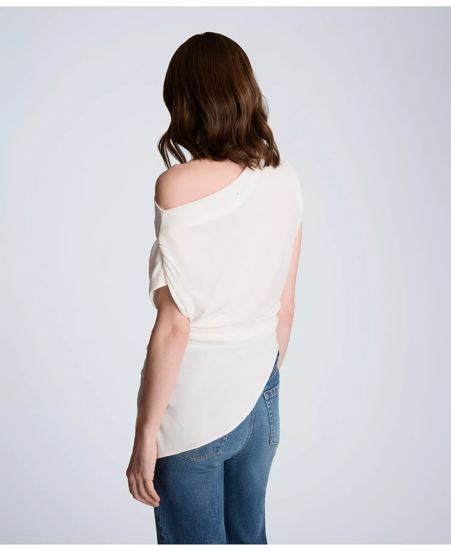 картинка оп Kenneth Cole Asymmetrical Drape Short-Sleeve, белый от магазина Одежда+