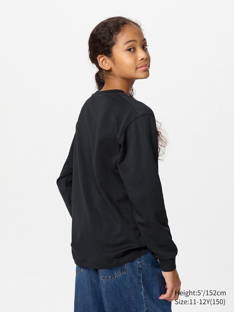 картинка Лонгслив с круглым вырезом  Uniqlo, цвет 09 черный от магазина Одежда+