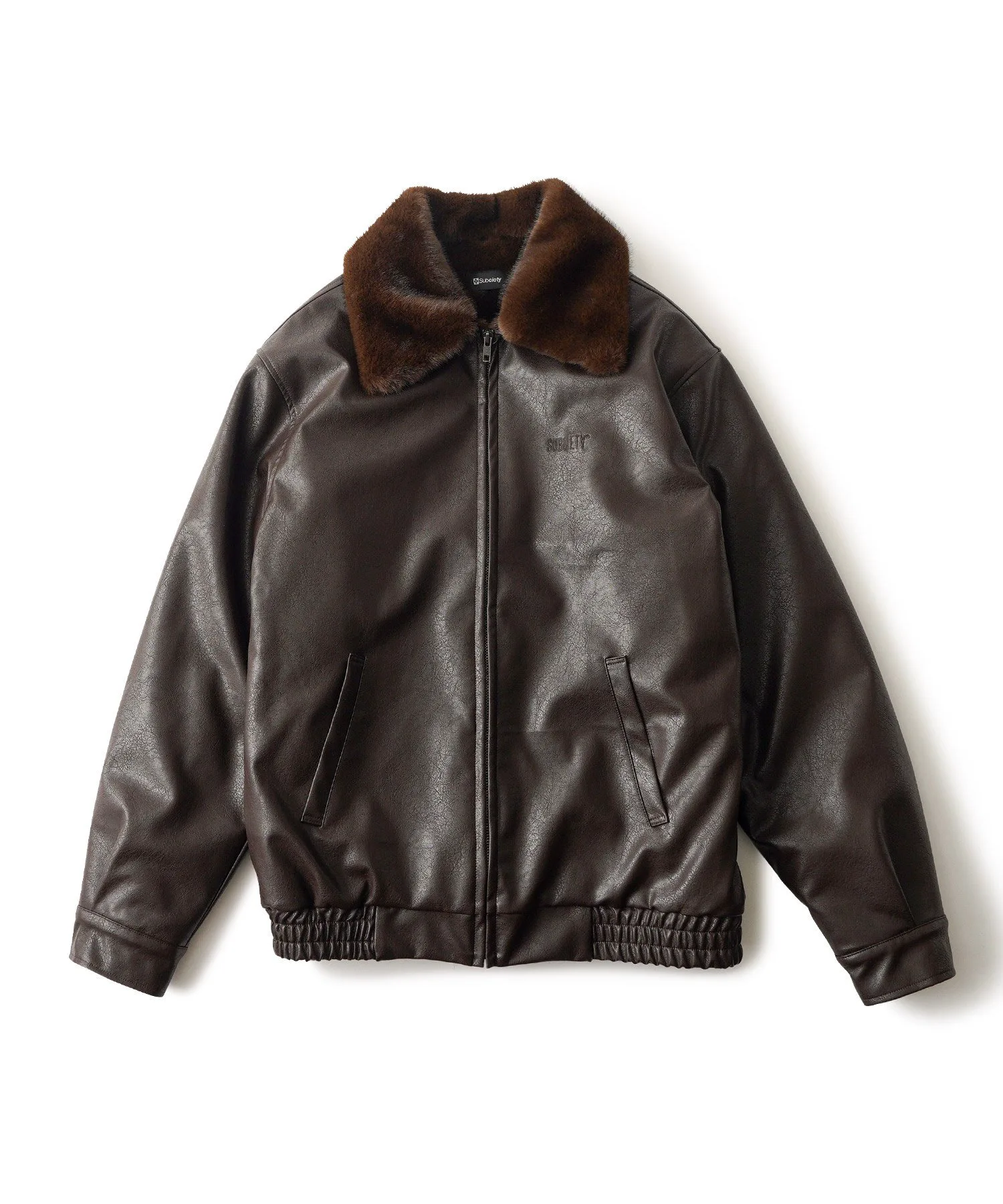 картинка Куртка из искусственной кожи с меховой подкладкой Subciety, Brown от магазина Одежда+