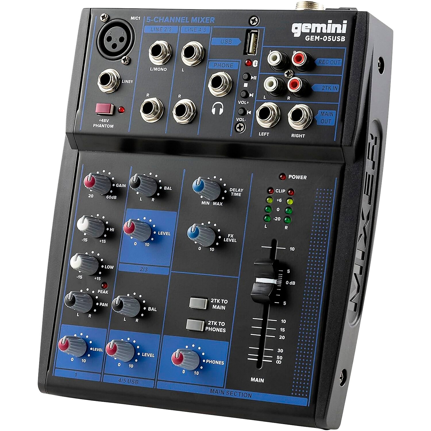 картинка Gemini GEM-05USB 5-канальный USB-микшер с Bluetooth от магазина Одежда+