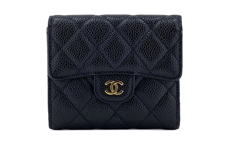 картинка CHANEL Женский бумажник на запястье из телячьей кожи черный от магазина Одежда+