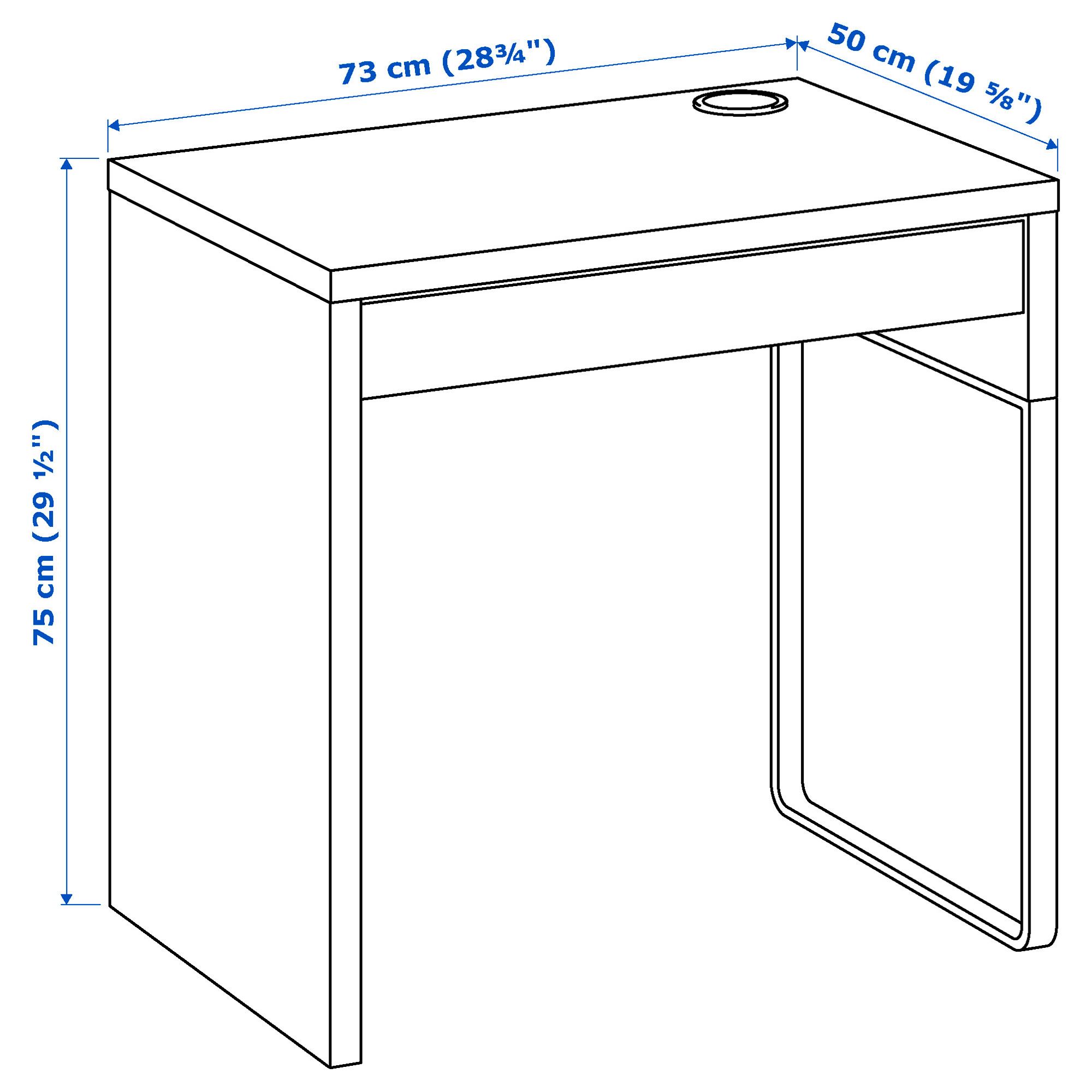 картинка Письменный стол IKEA MICKE, 73x50 см, белый от магазина Одежда+