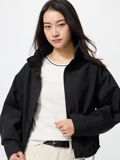 картинка Женская ветровка Uniqlo с воротником-стойкой, черная от магазина Одежда+
