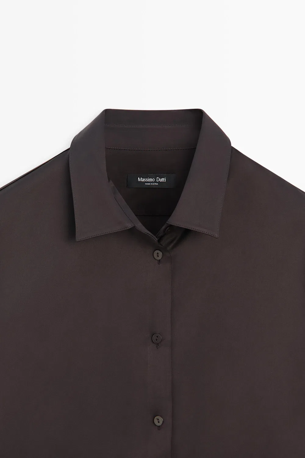 картинка Рубашка Massimo Dutti, атласная, струящаяся, шоколадная от магазина Одежда+