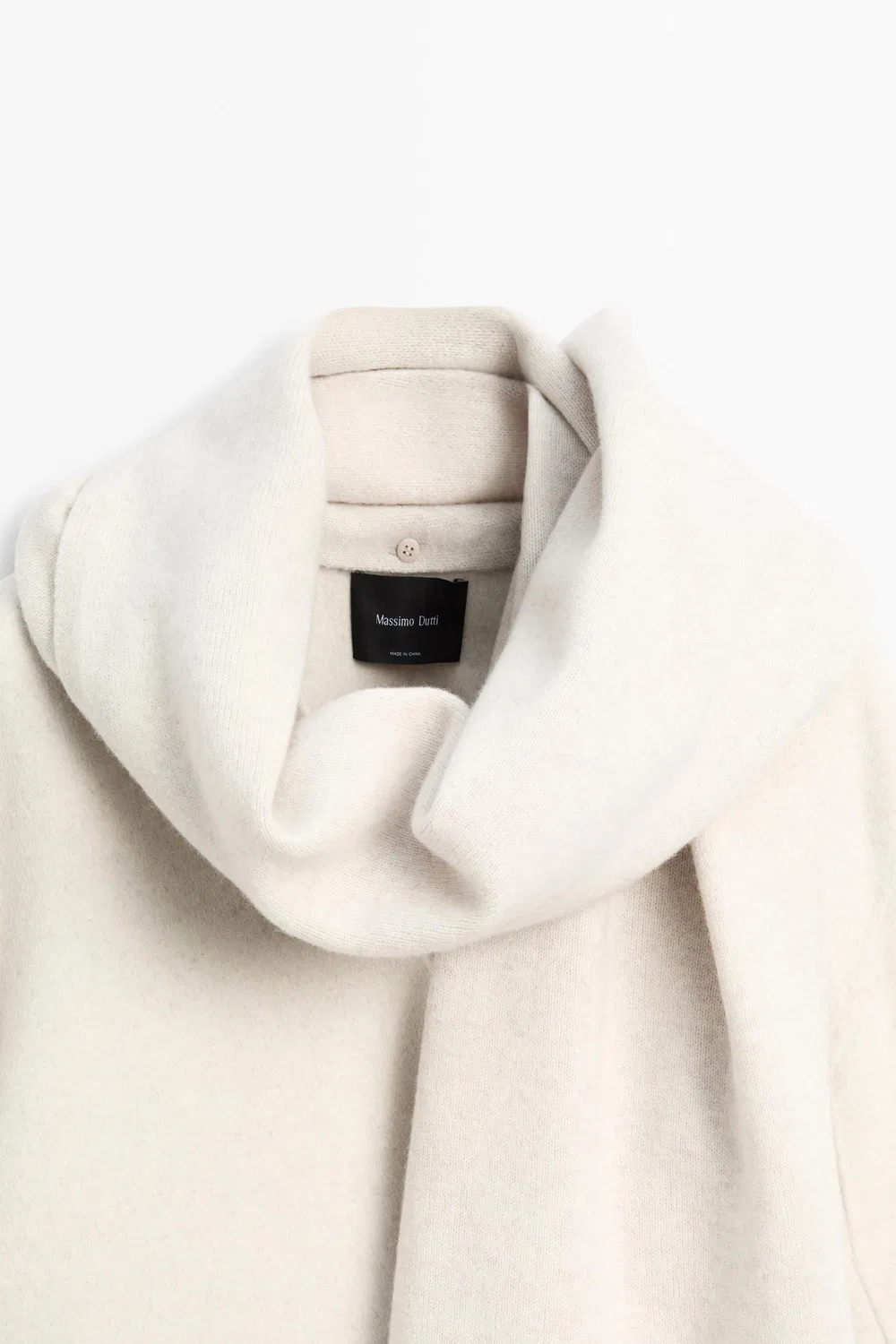 картинка Пальто Massimo Dutti Wool-blend With Scarf Detail, бежевый от магазина Одежда+