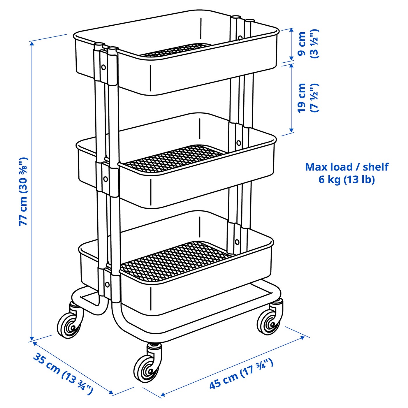 картинка Тележка IKEA RАSKOG, 35x45x77 см, желтый от магазина Одежда+