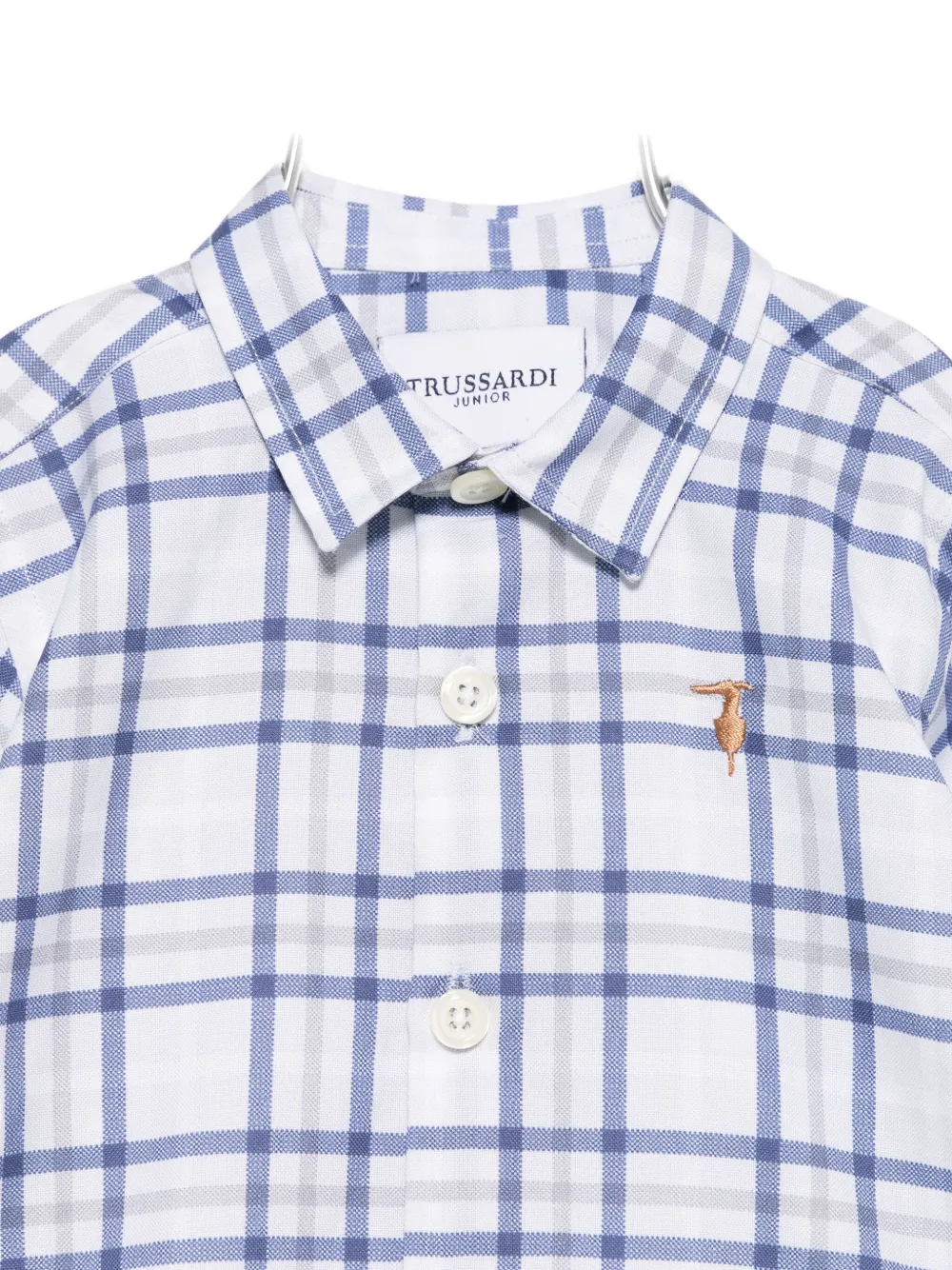 картинка Рубашка в клетку с длинными рукавами Trussardi Junior, белый от магазина Одежда+