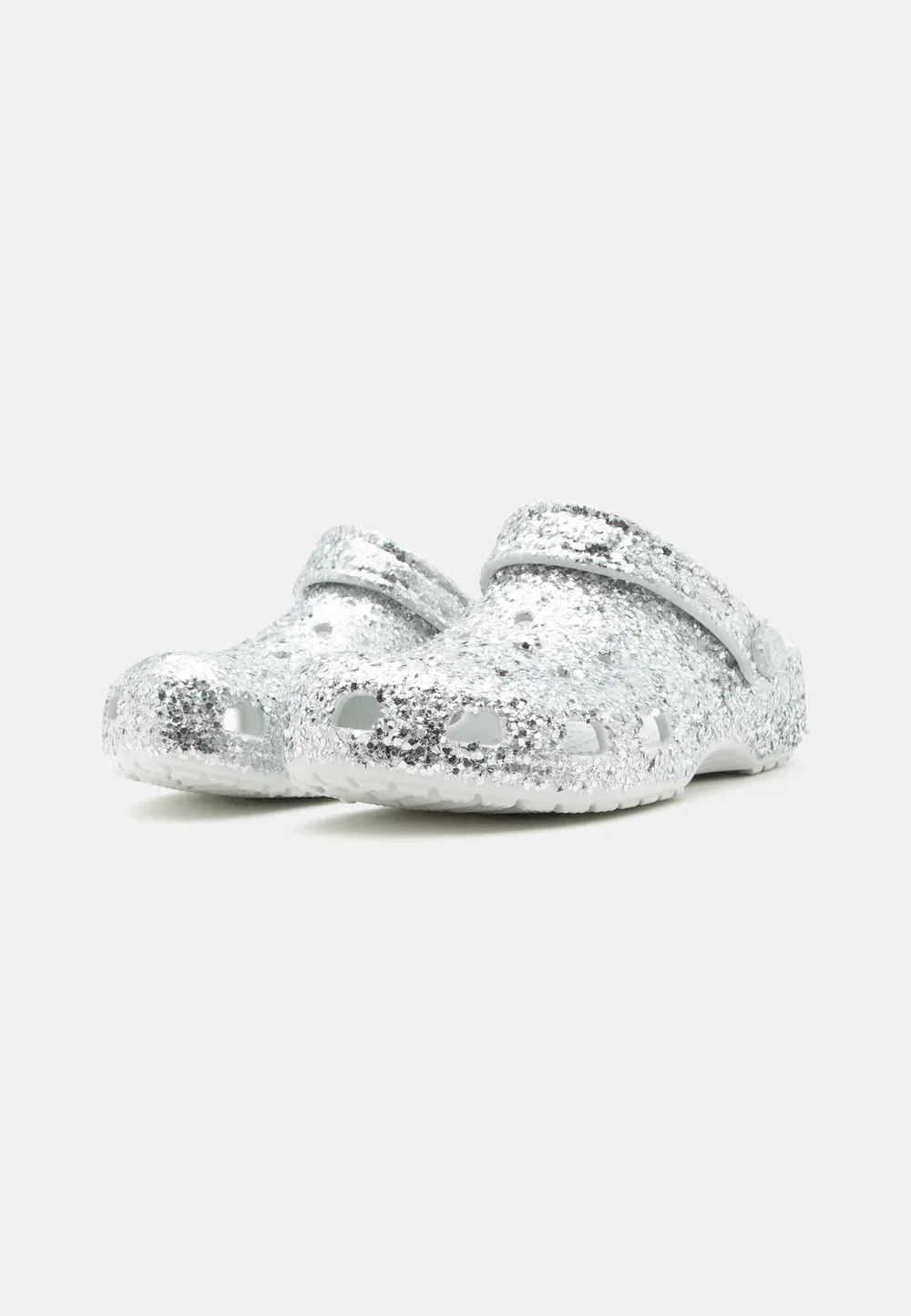картинка Классические сверкающие тапочки Crocs, Silver-Coloured от магазина Одежда+