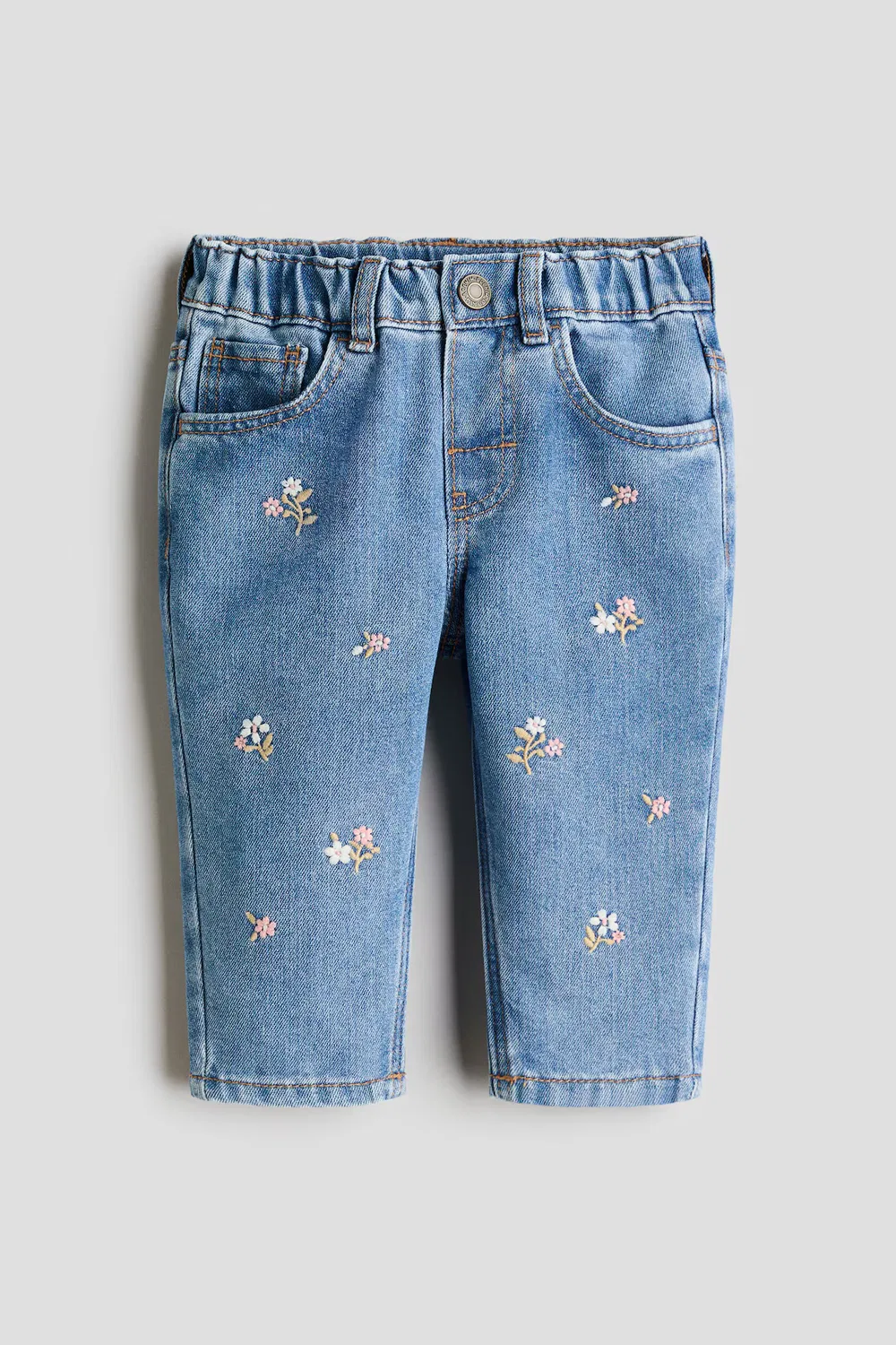 картинка Джинсы с вышивкой H&M, Denimblau/Blumen от магазина Одежда+
