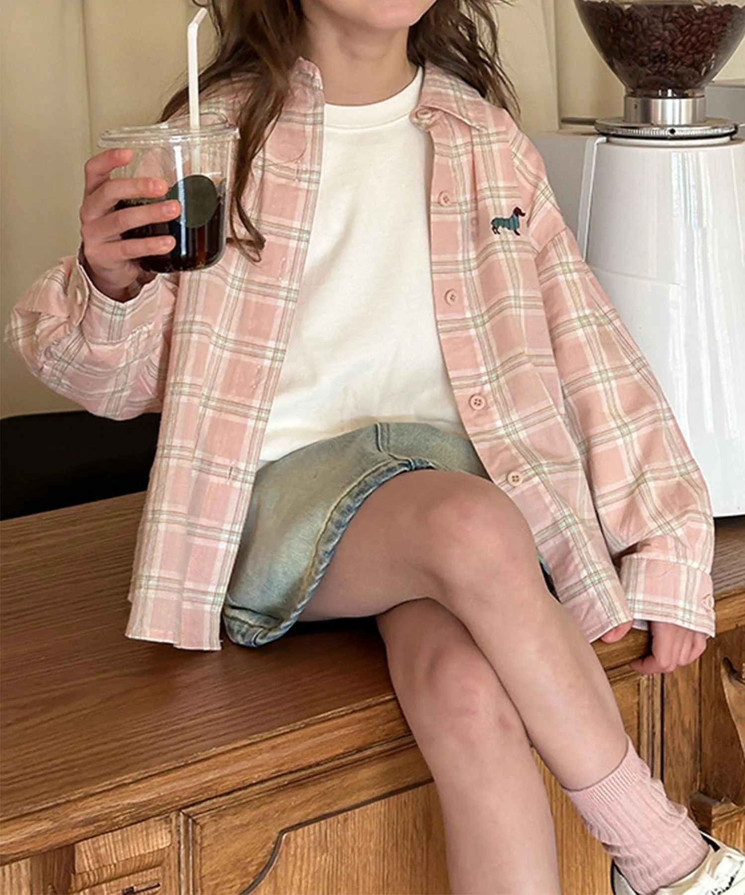 картинка Рубашка в свободную клетку Aimoha Kids, pink от магазина Одежда+