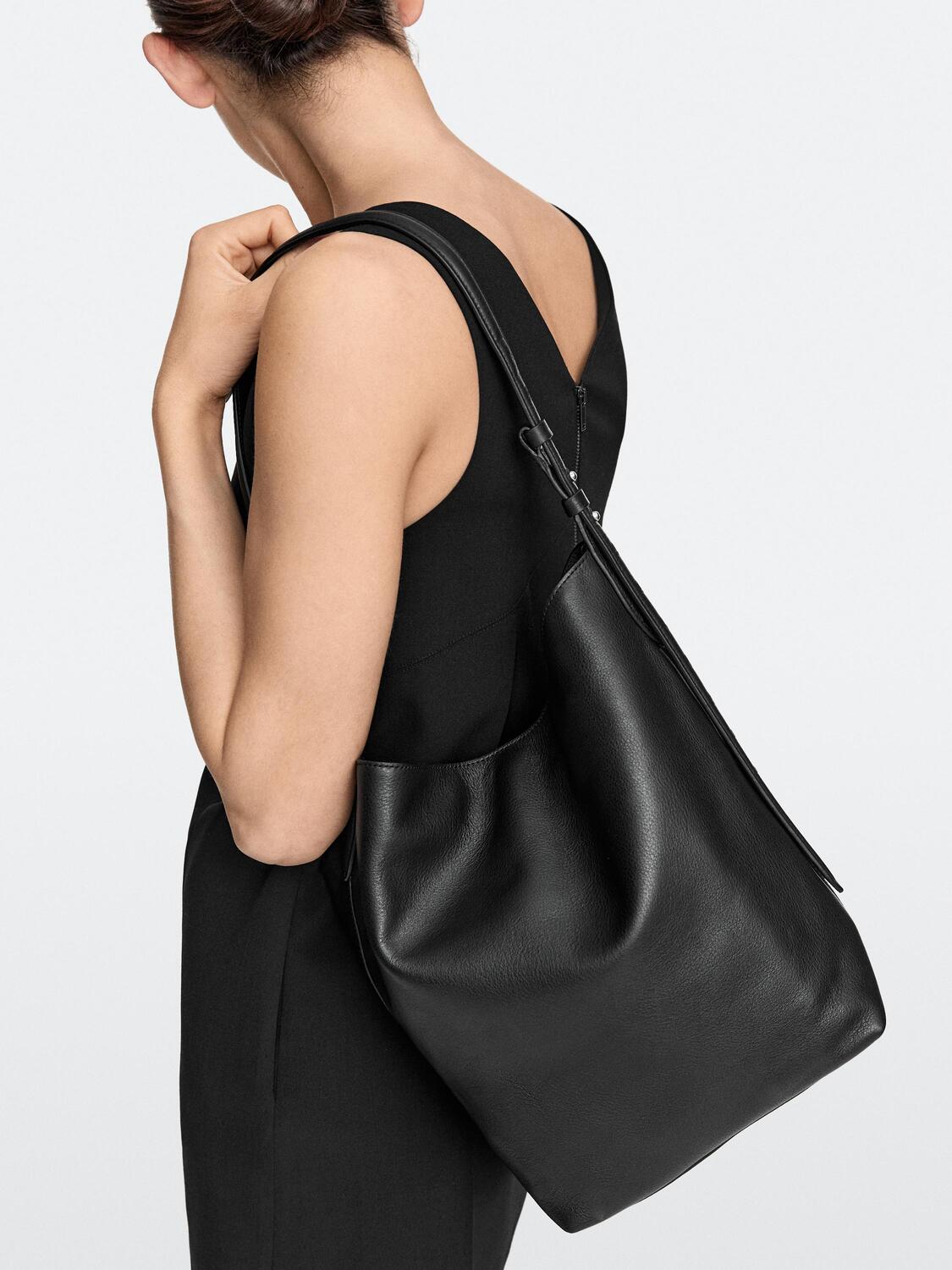 картинка Сумка Massimo Dutti Nappa Leather Bucket, Black от магазина Одежда+