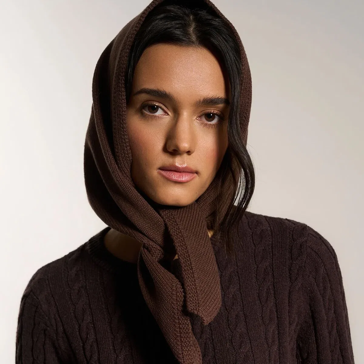 картинка Женский шарф хлопково-акриловый Hankerchief Scarf Callahan, Chocolate от магазина Одежда+