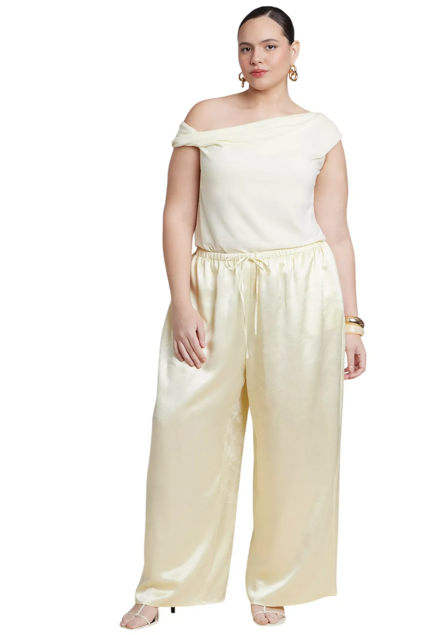 картинка Топ ELOQUII Asym Twist Sleeve, светло-желтый от магазина Одежда+