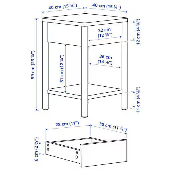 картинка Прикроватная тумба Ikea Tonstad, 40х40х59 см, кремовый от магазина Одежда+