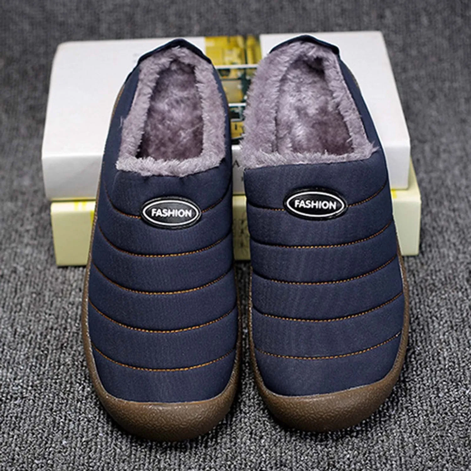 картинка Мужские тапочки с начесом, Heather Navy от магазина Одежда+
