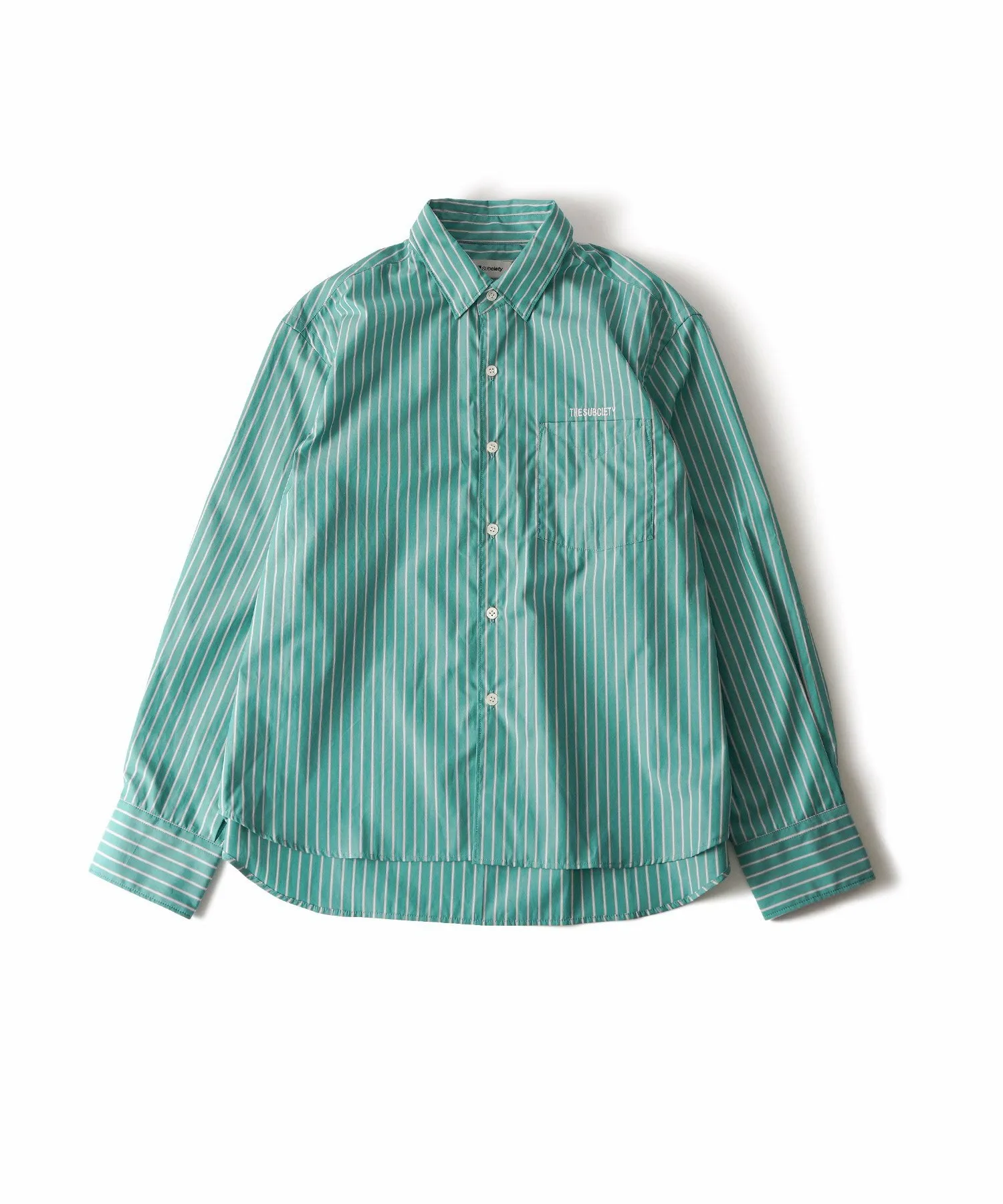 картинка Полосатая рубашка из хлопка Supima Subciety Womens, Green от магазина Одежда+