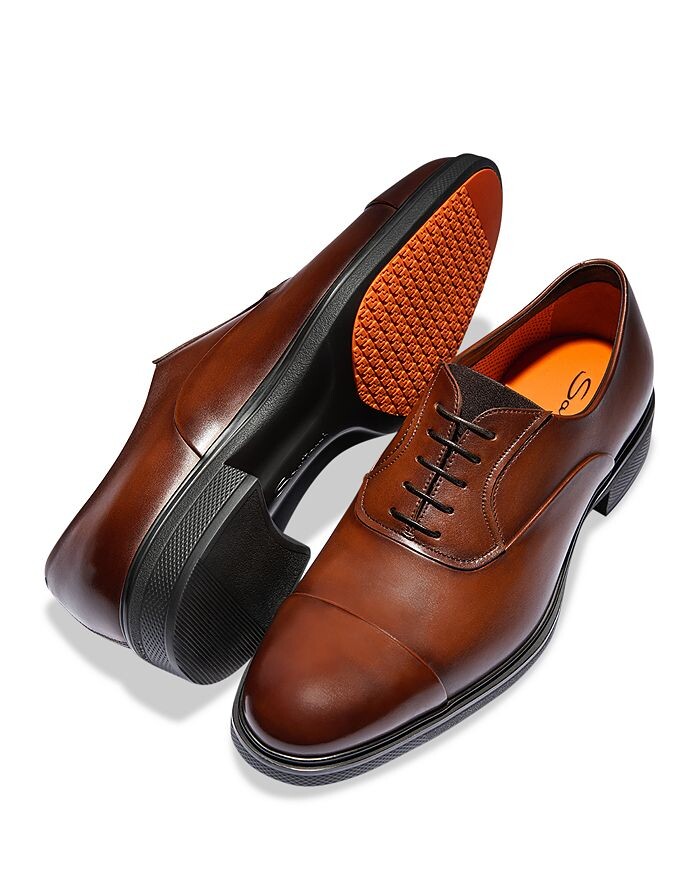 картинка Мужские модельные туфли Santoni с легким носком и шнуровкой, черный от магазина Одежда+